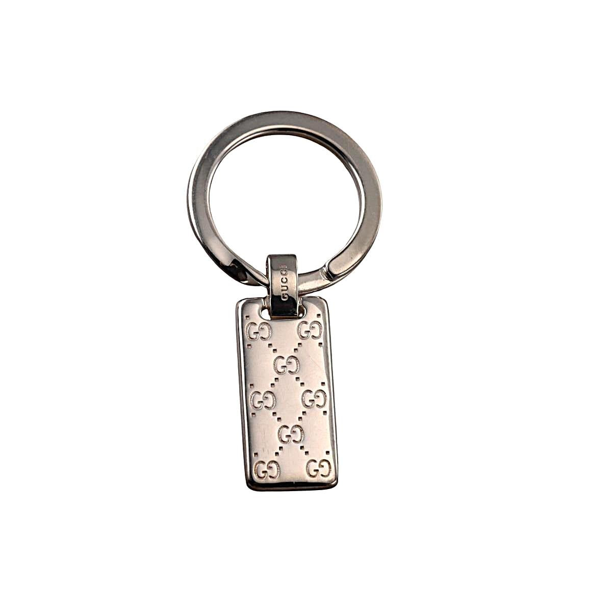 Gucci Signature GG Engraved Sterling Silver Key Ring