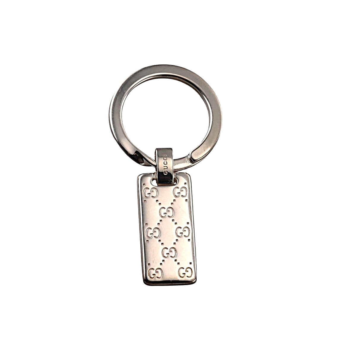 Gucci Signature GG Engraved Sterling Silver Key Ring