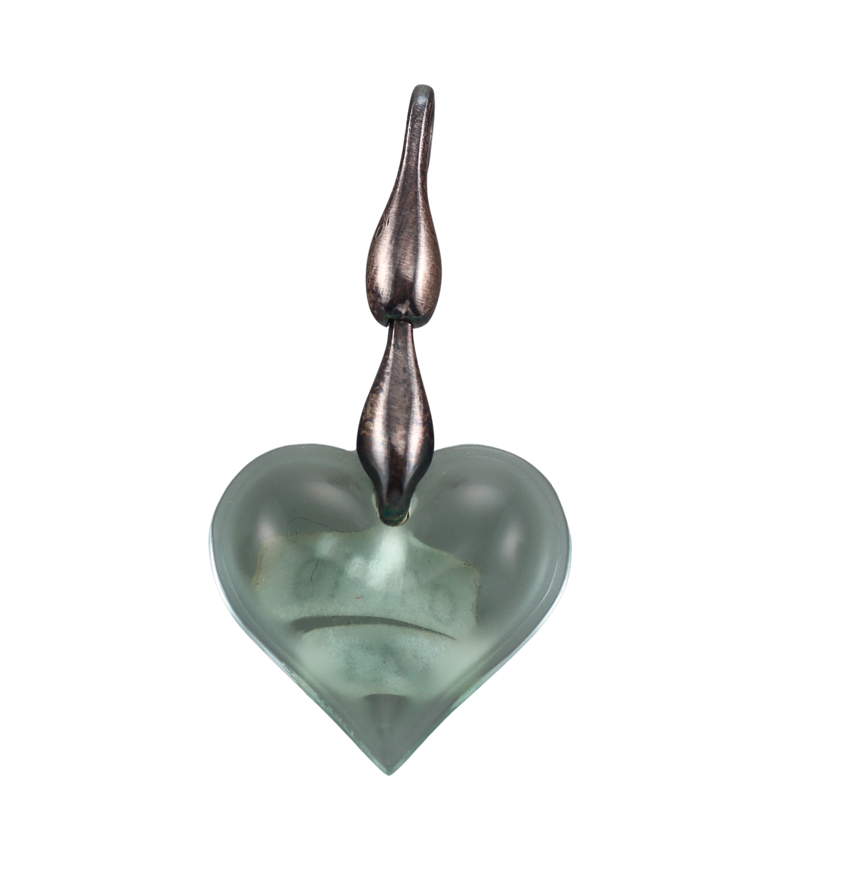 Lalique Crystal Light Green Heart Pendant #5