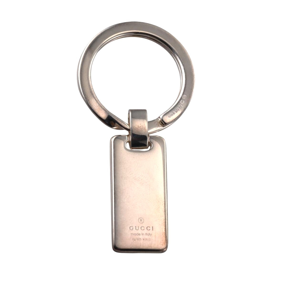 Gucci Signature GG Engraved Sterling Silver Key Ring