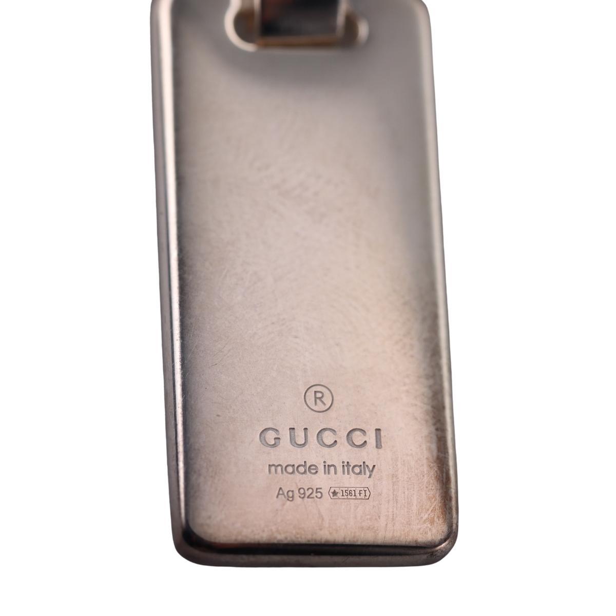 Gucci Signature GG Engraved Sterling Silver Key Ring