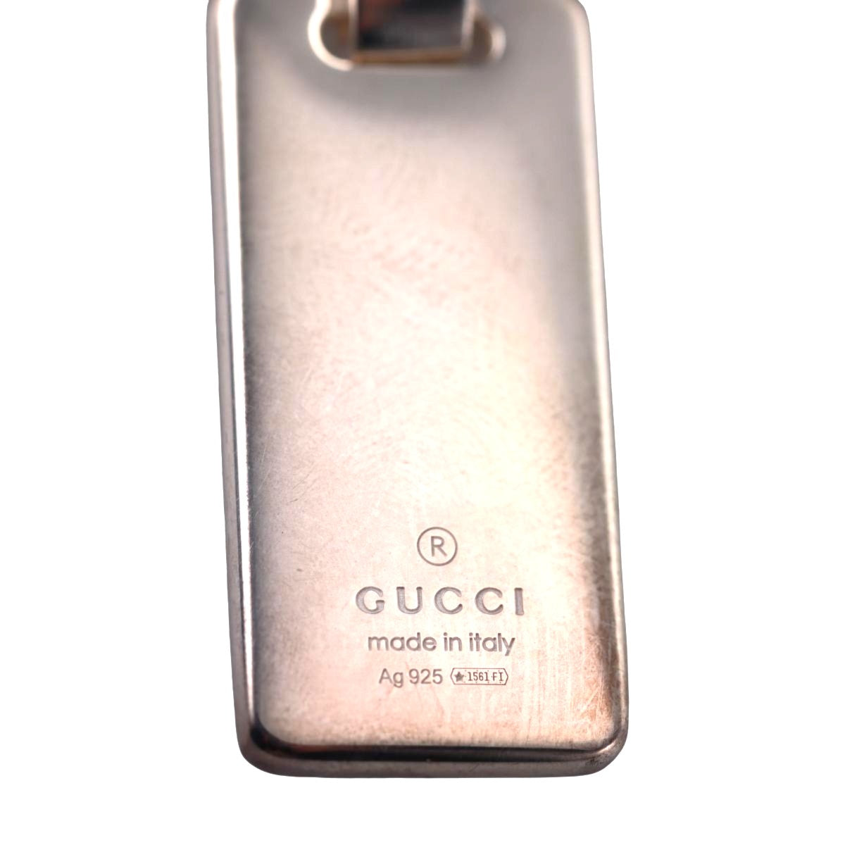 Gucci Signature GG Engraved Sterling Silver Key Ring