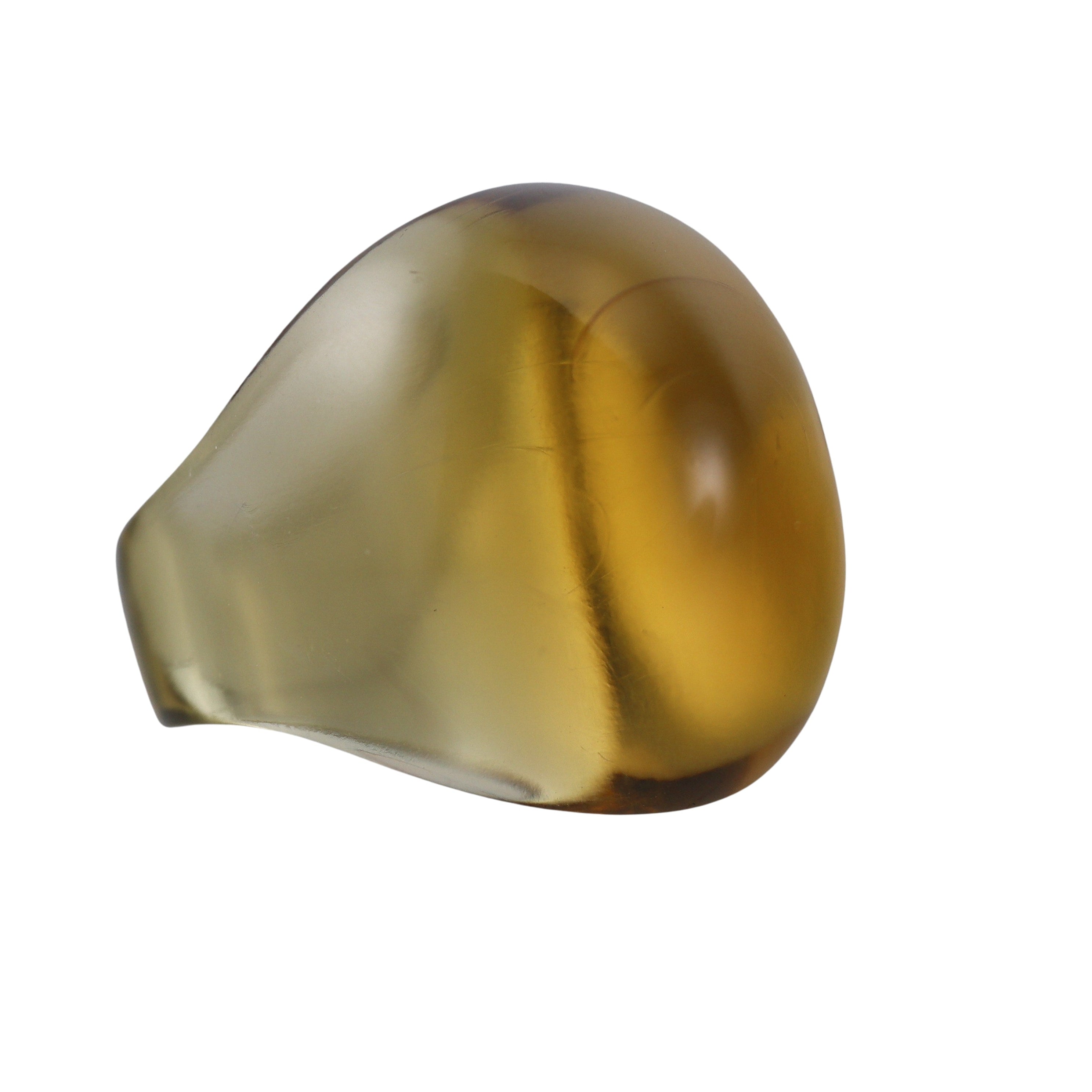 Lalique Cabochon Signet Yellow Crystal Ring 028156