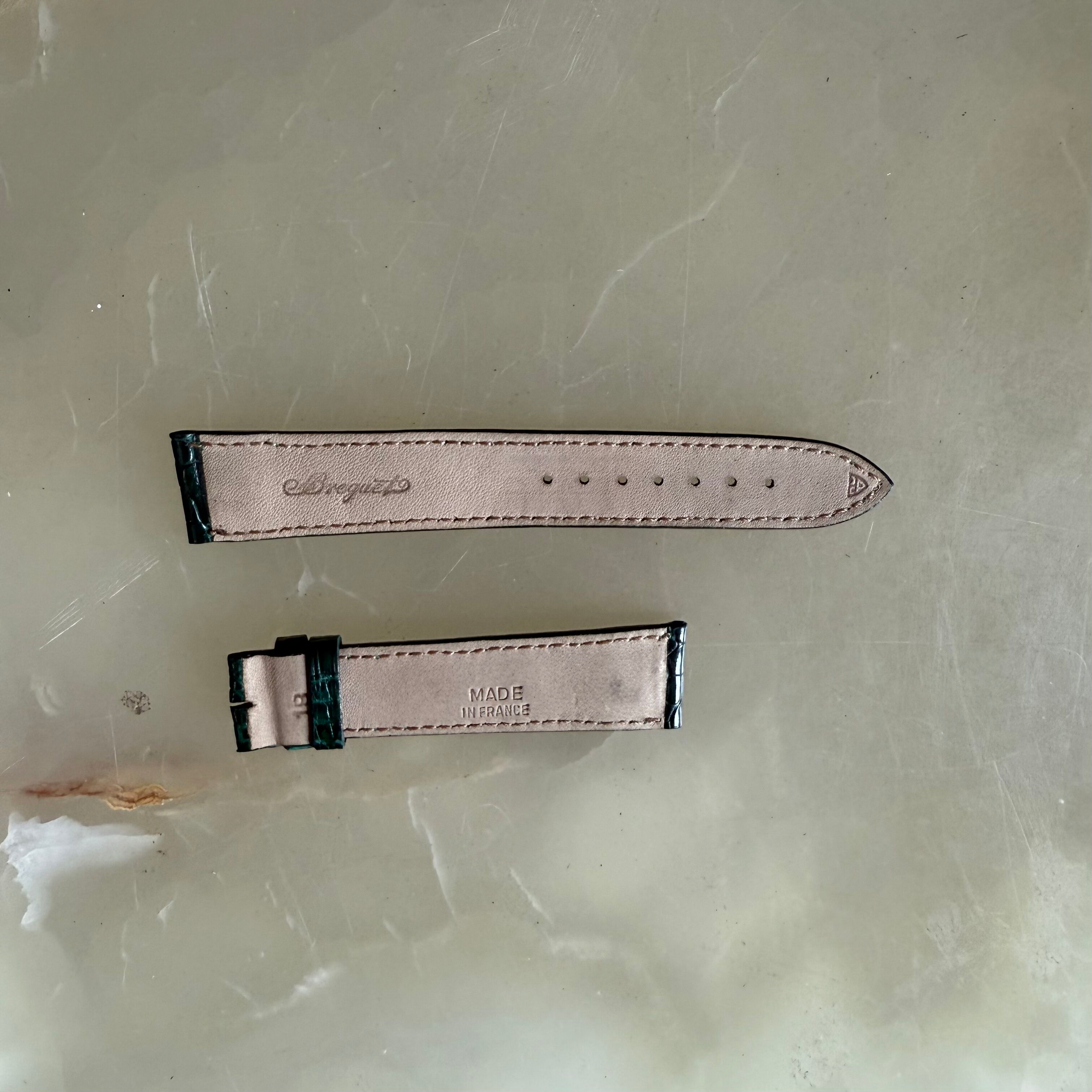 Authentic Breguet Green Crocodile Watch Strap Band 18.5mm Padded & Stitched