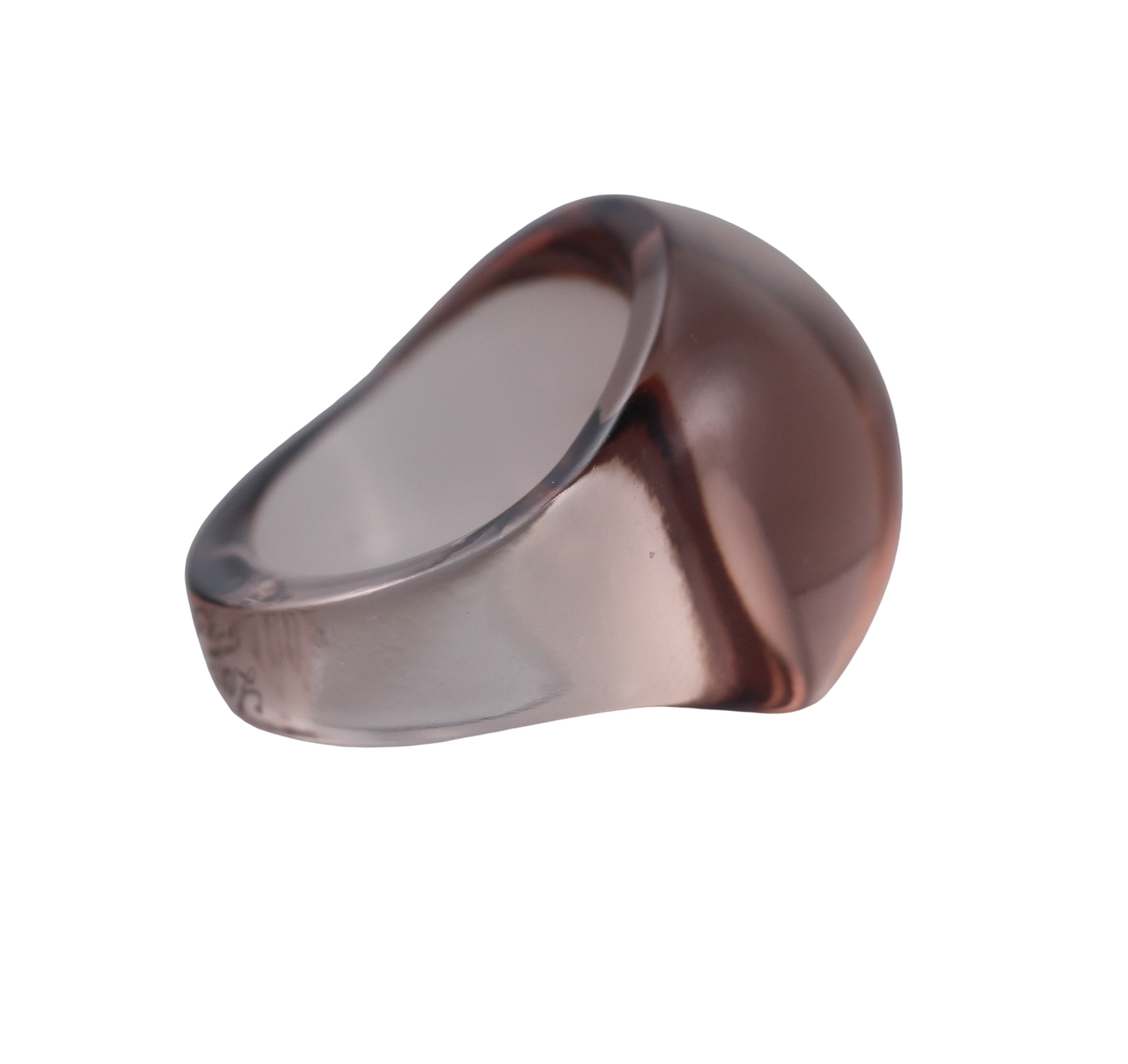 Lalique Cabochon Signet Mauve Crystal Ring 028163