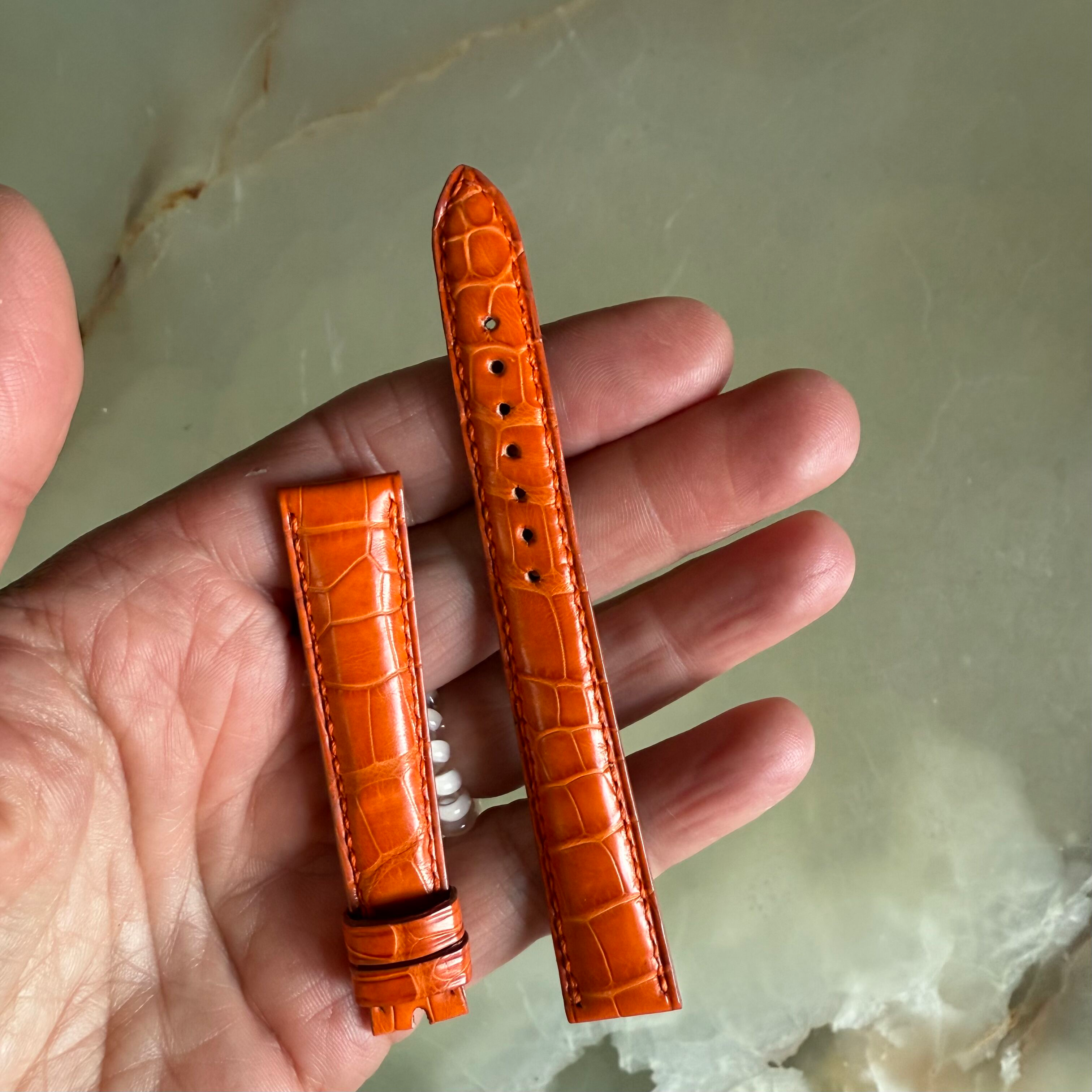 Authentic Breguet Orange Crocodile Watch Strap Band 15mm Padded & Stitched