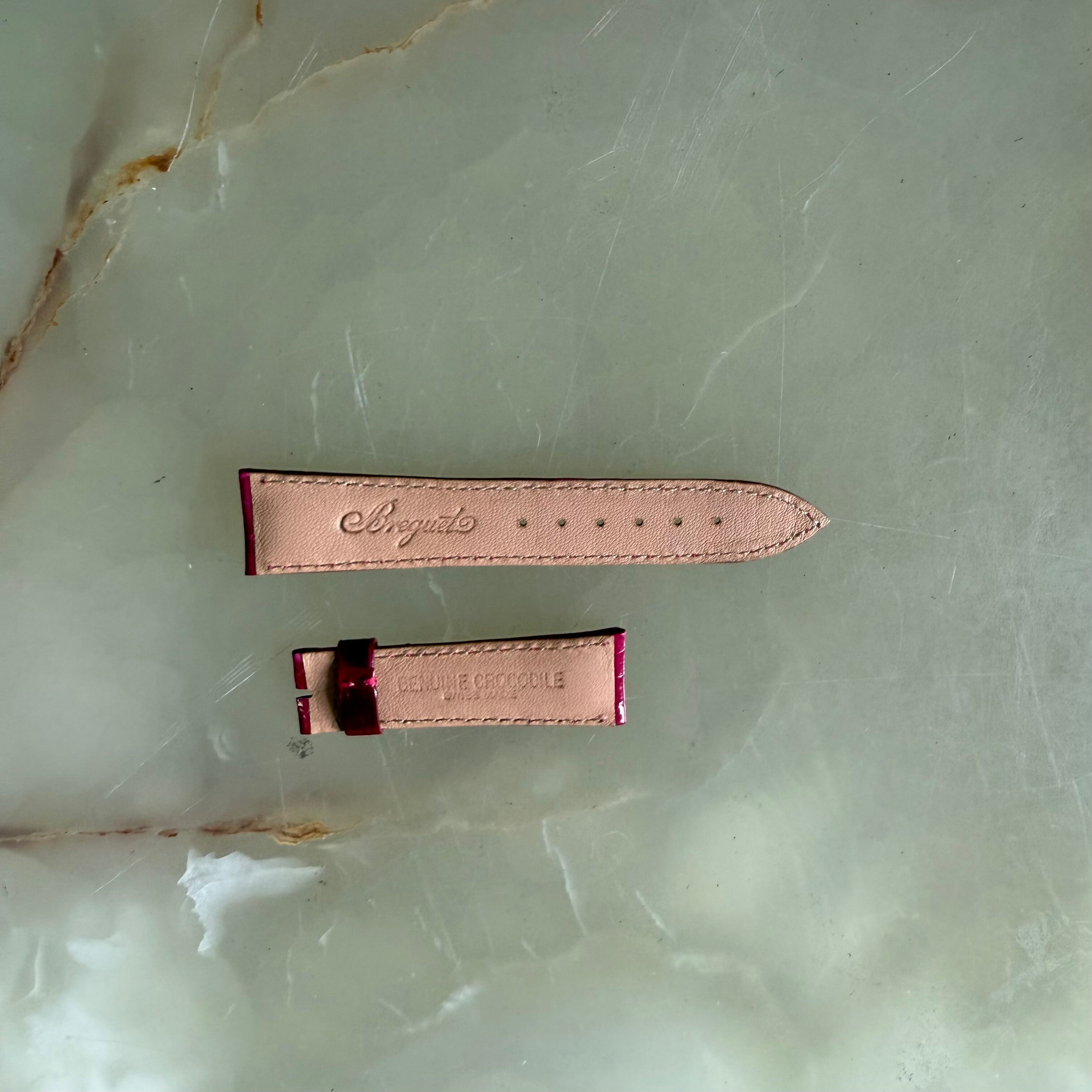Authentic Breguet Fuchsia Crocodile Watch Strap Band 19mm Padded & Stitched