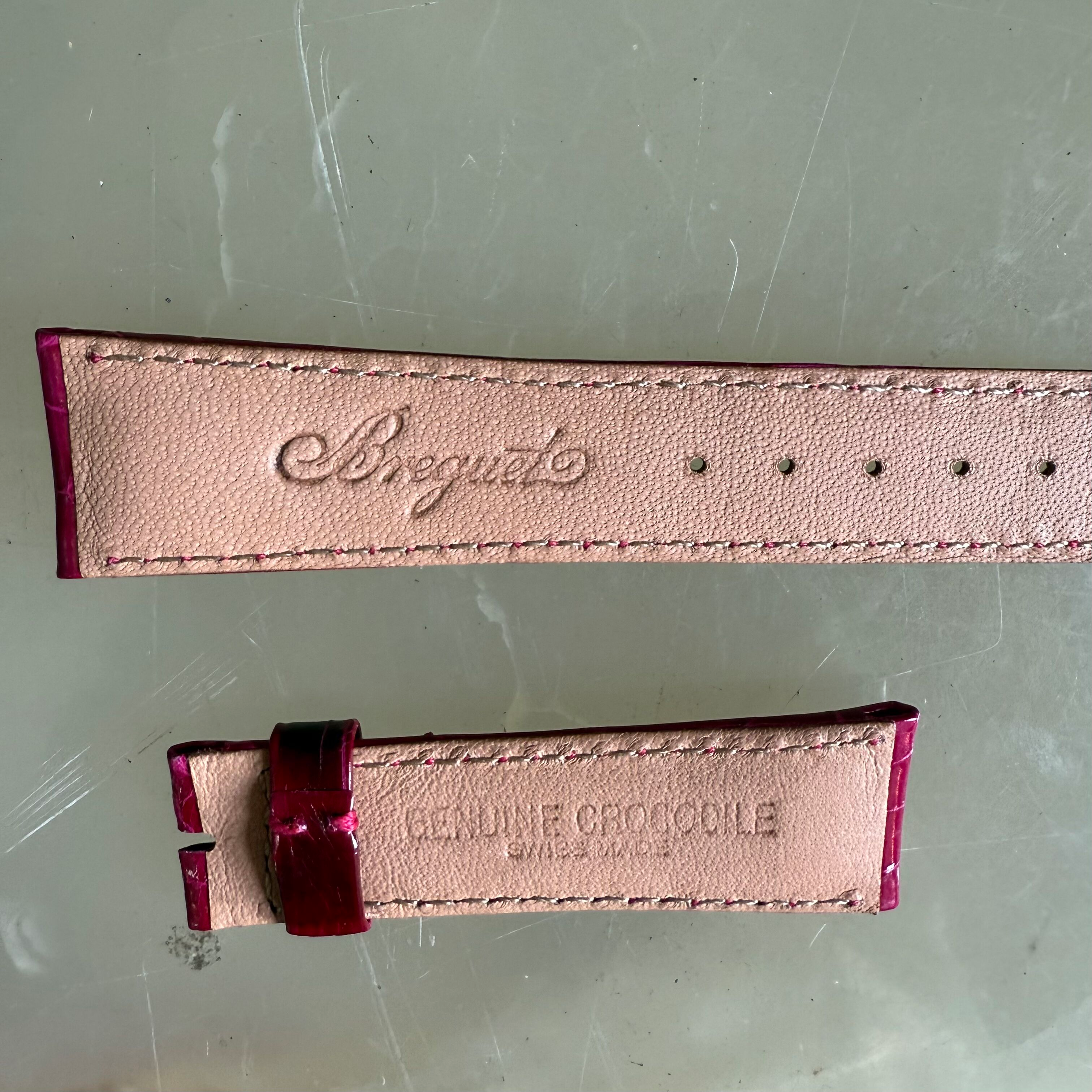 Authentic Breguet Fuchsia Crocodile Watch Strap Band 19mm Padded & Stitched