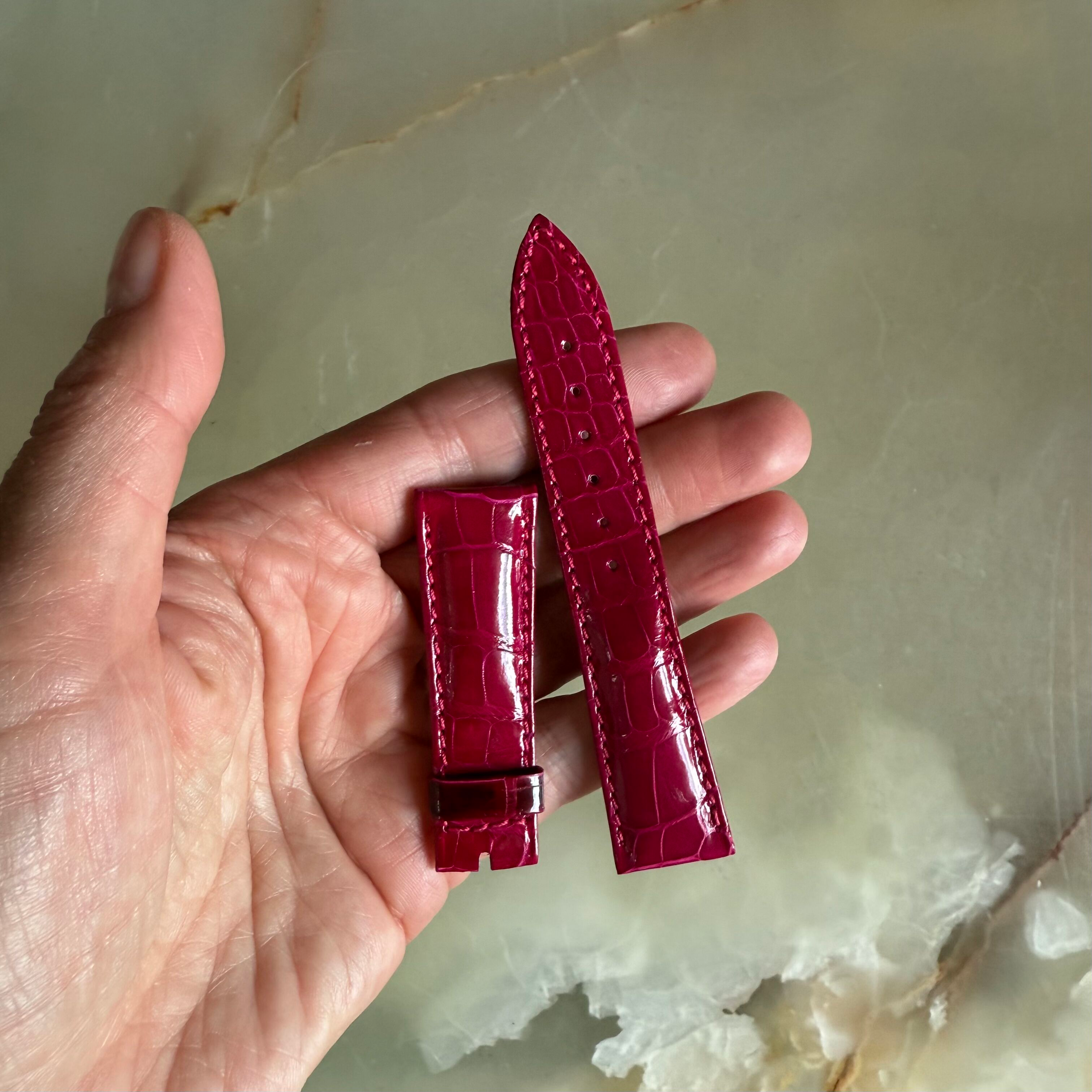 Authentic Breguet Fuchsia Crocodile Watch Strap Band 19mm Padded & Stitched