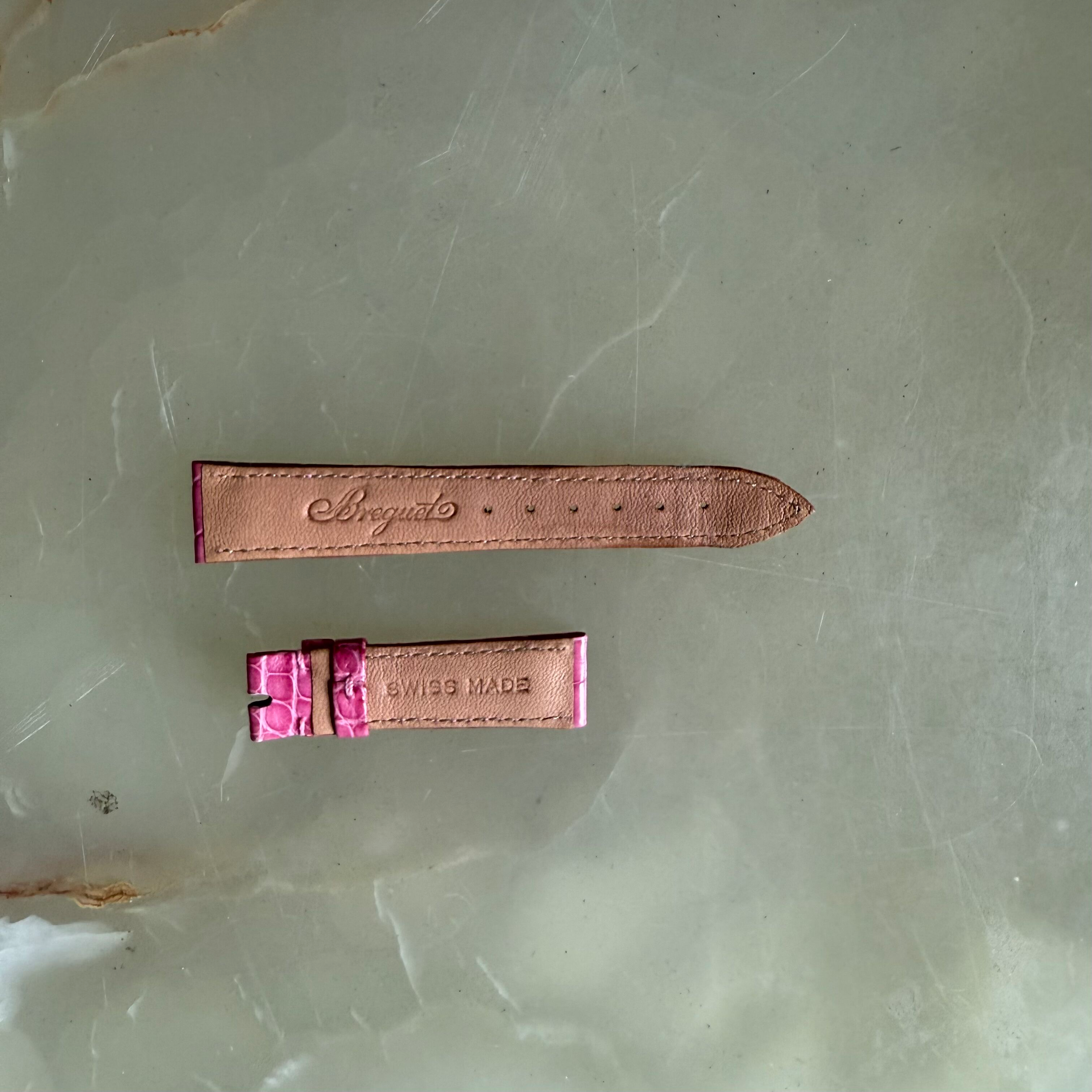 Authentic Breguet Pink Crocodile Watch Strap Band 16mm Padded & Stitched
