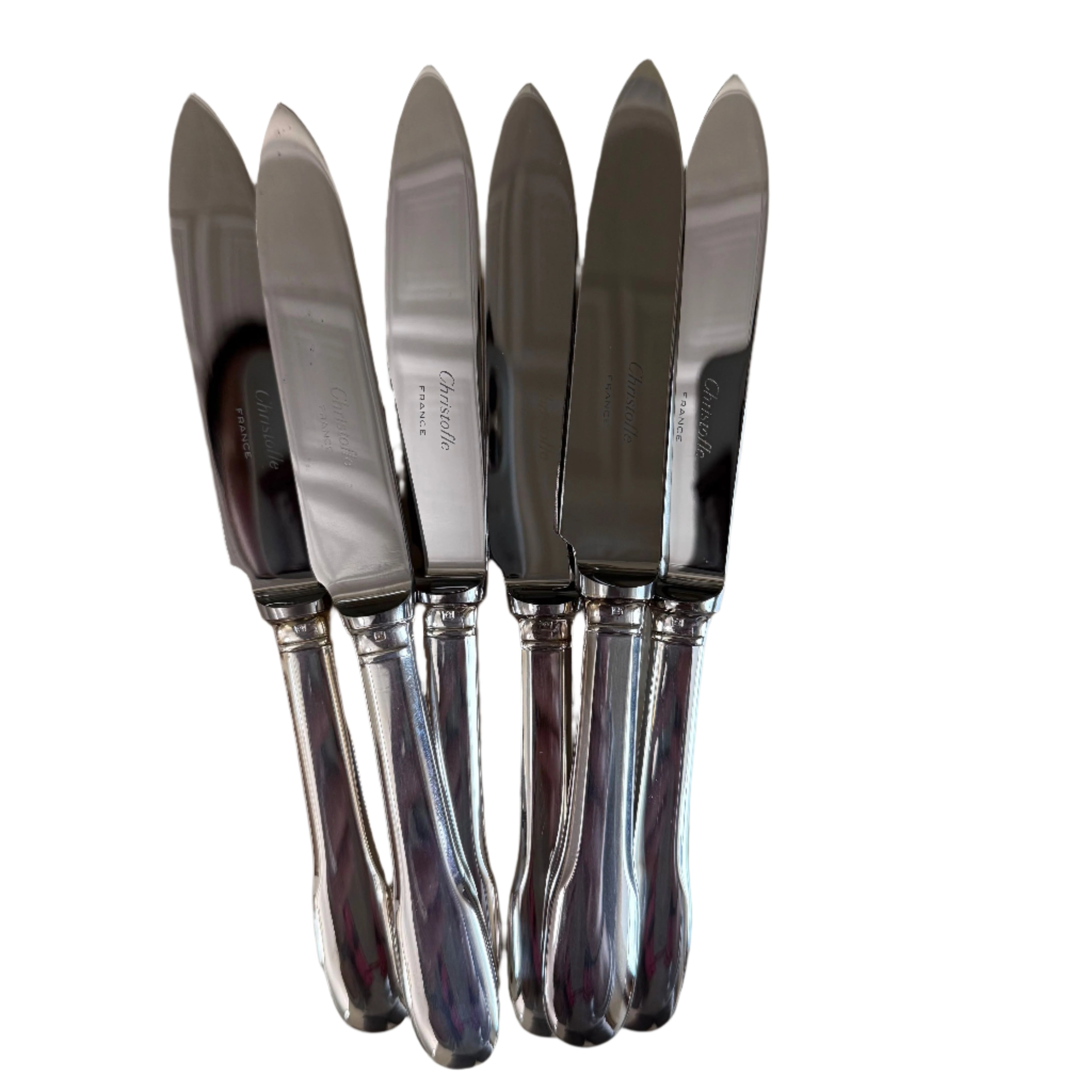 Christofle Cluny Silver Plated Dessert Knife Set of 6
