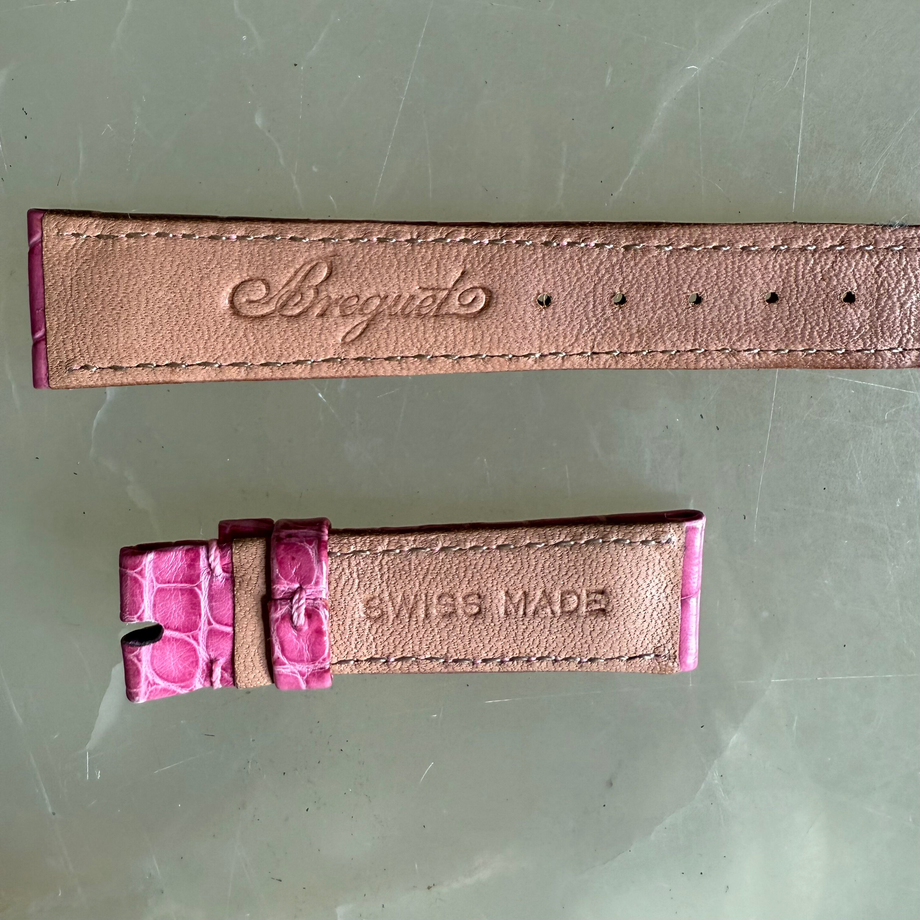 Authentic Breguet Pink Crocodile Watch Strap Band 16mm Padded & Stitched