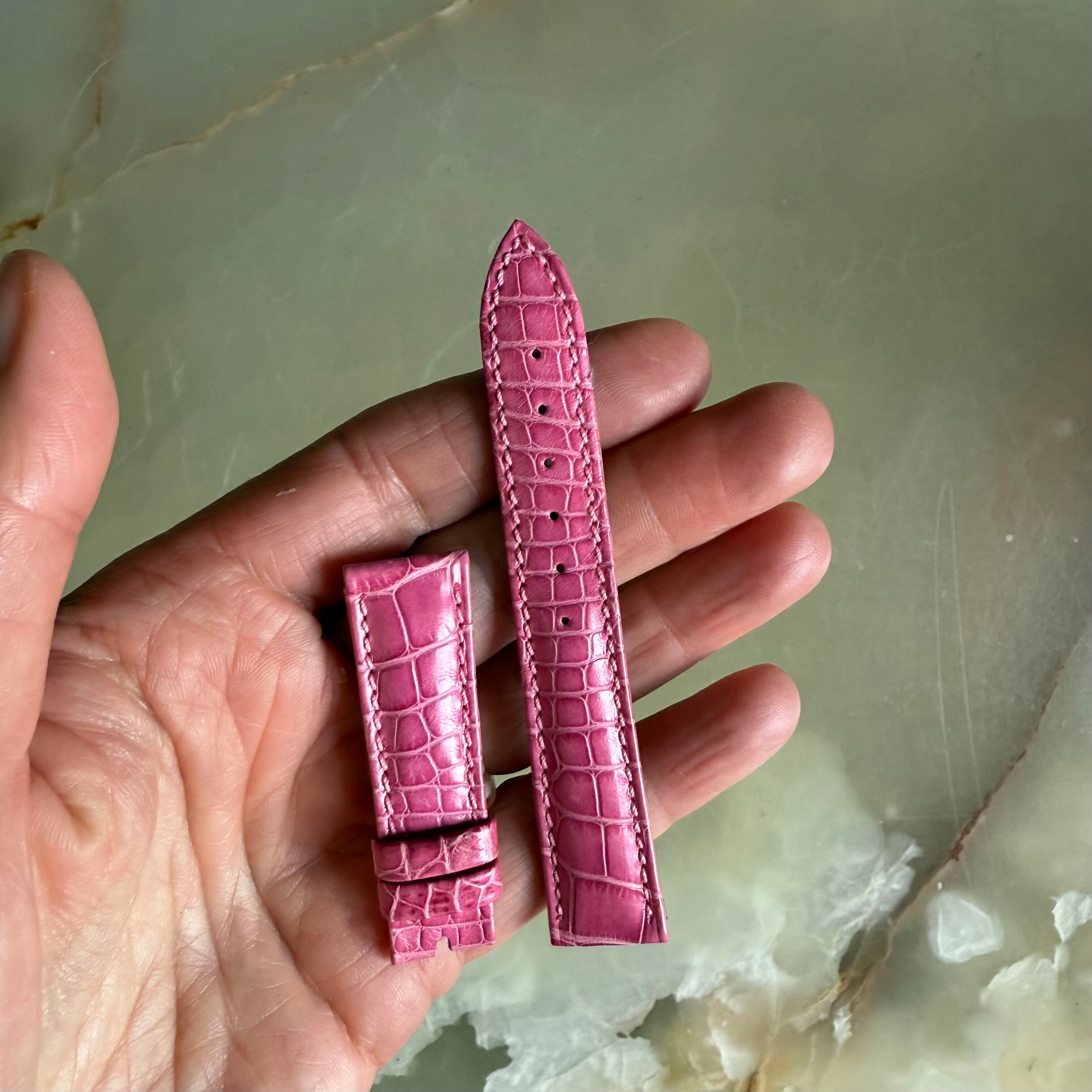 Authentic Breguet Pink Crocodile Watch Strap Band 16mm Padded & Stitched