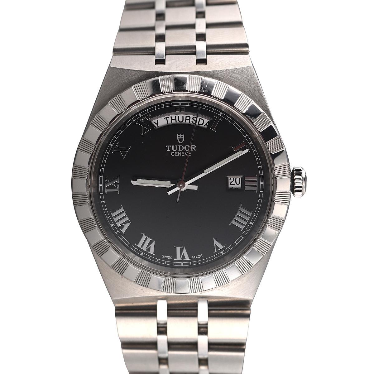 Tudor Royal Automatic Day Date Black Dial Watch 28600