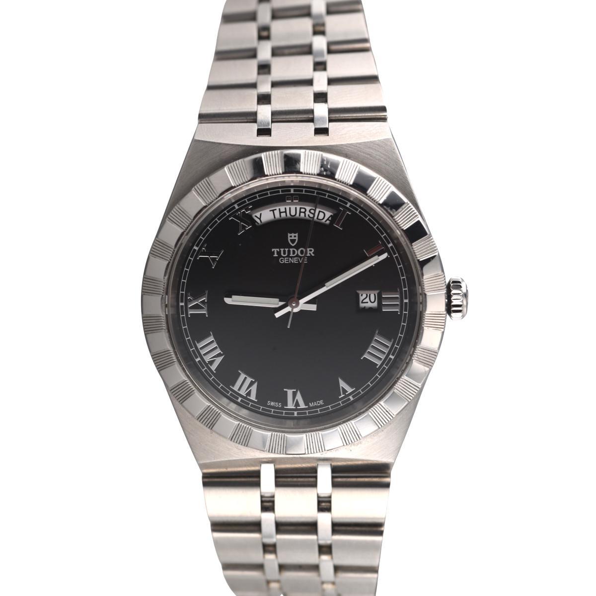 Tudor Royal Automatic Day Date Black Dial Watch 28600