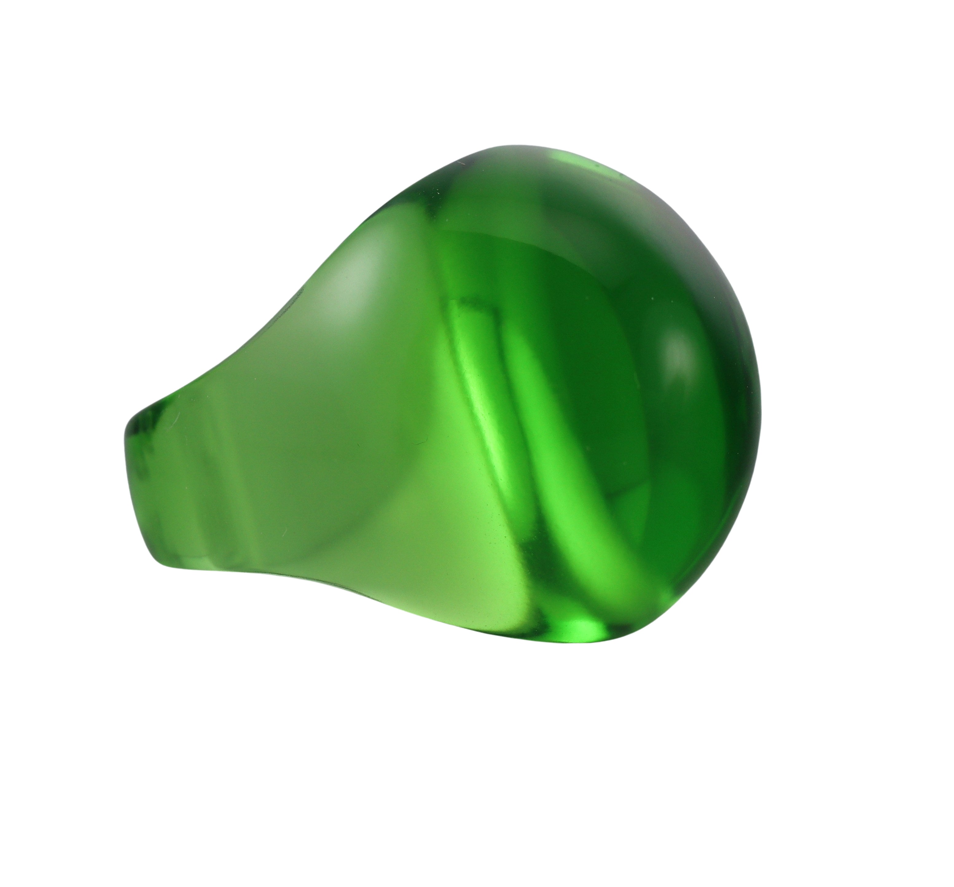 Lalique Cabochon Signet Green Crystal Ring 047481