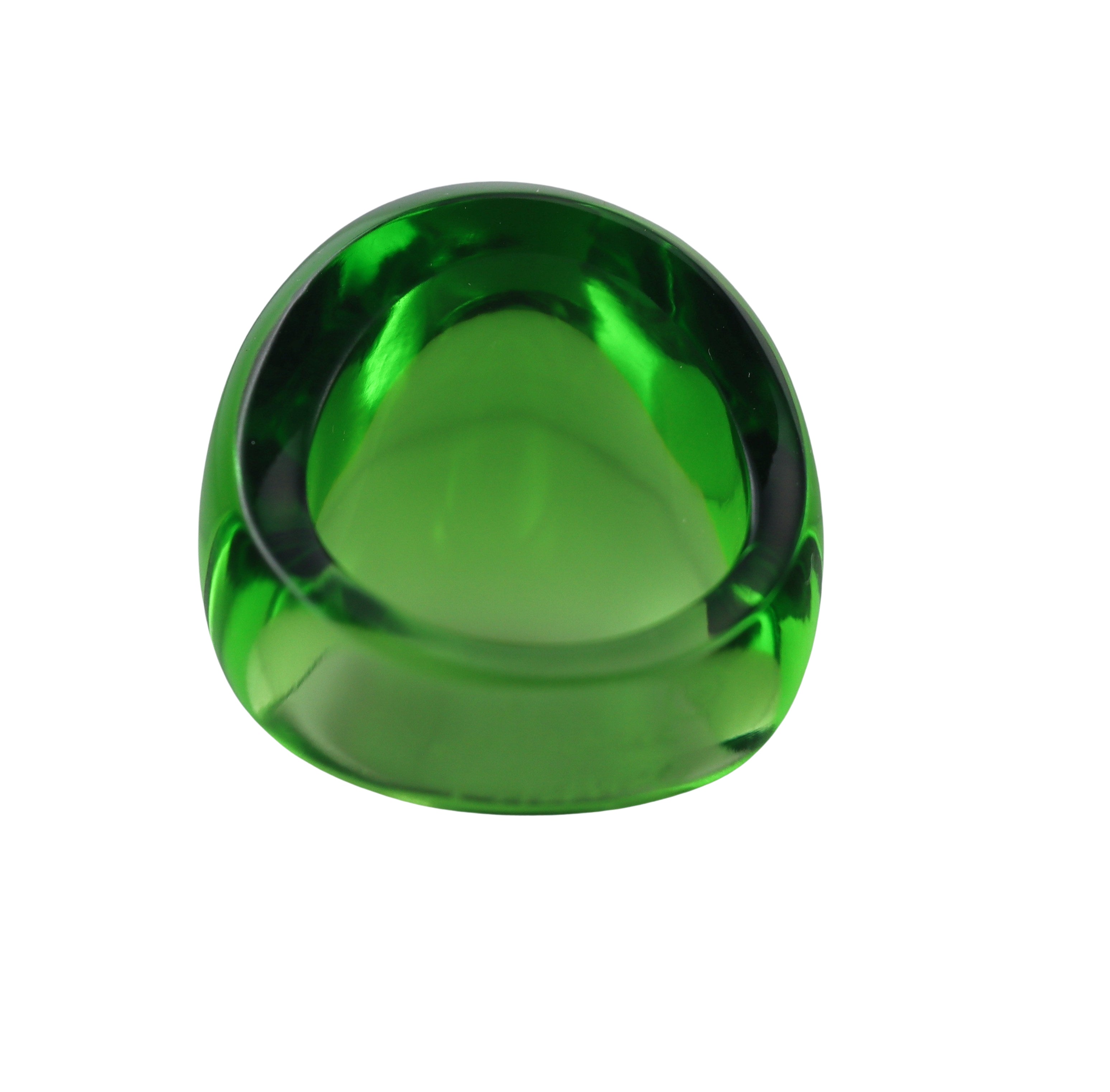 Lalique Cabochon Signet Green Crystal Ring 047479