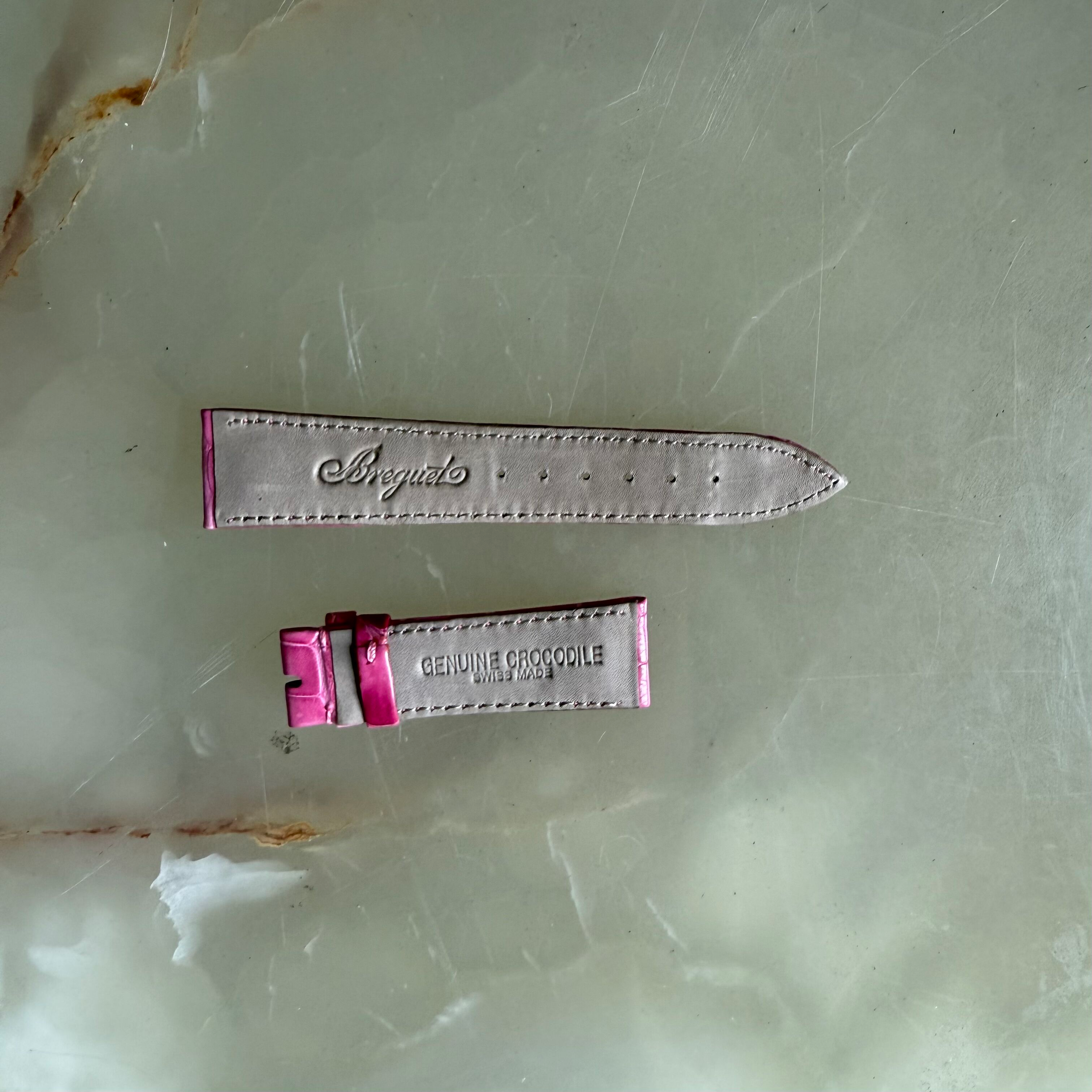 Authentic Breguet Pink Crocodile Watch Strap Band 19mm Padded & Stitched