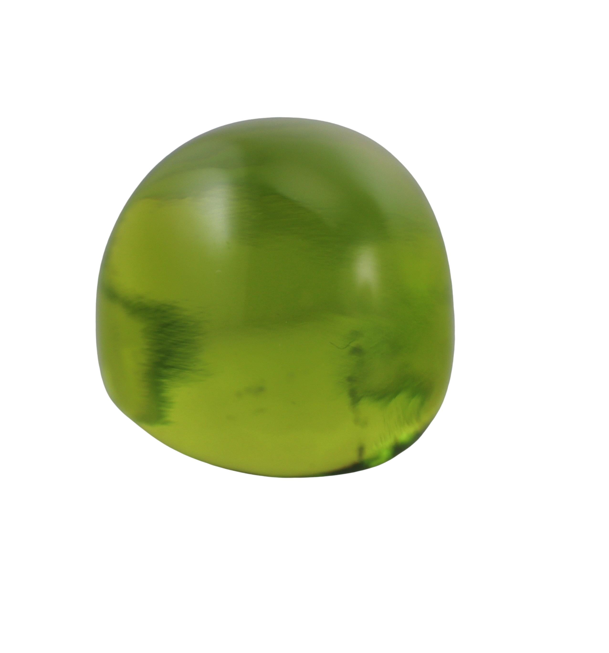 Lalique Cabochon Signet Green Crystal Ring 028157