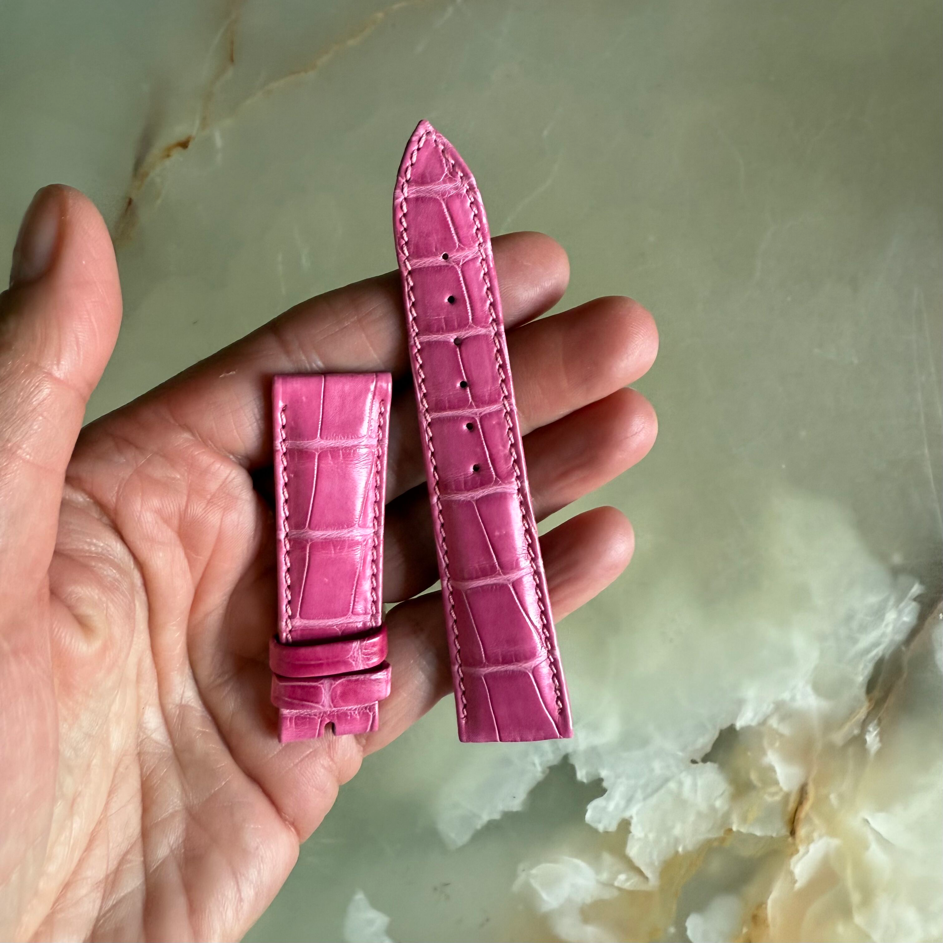 Authentic Breguet Pink Crocodile Watch Strap Band 19mm Padded & Stitched
