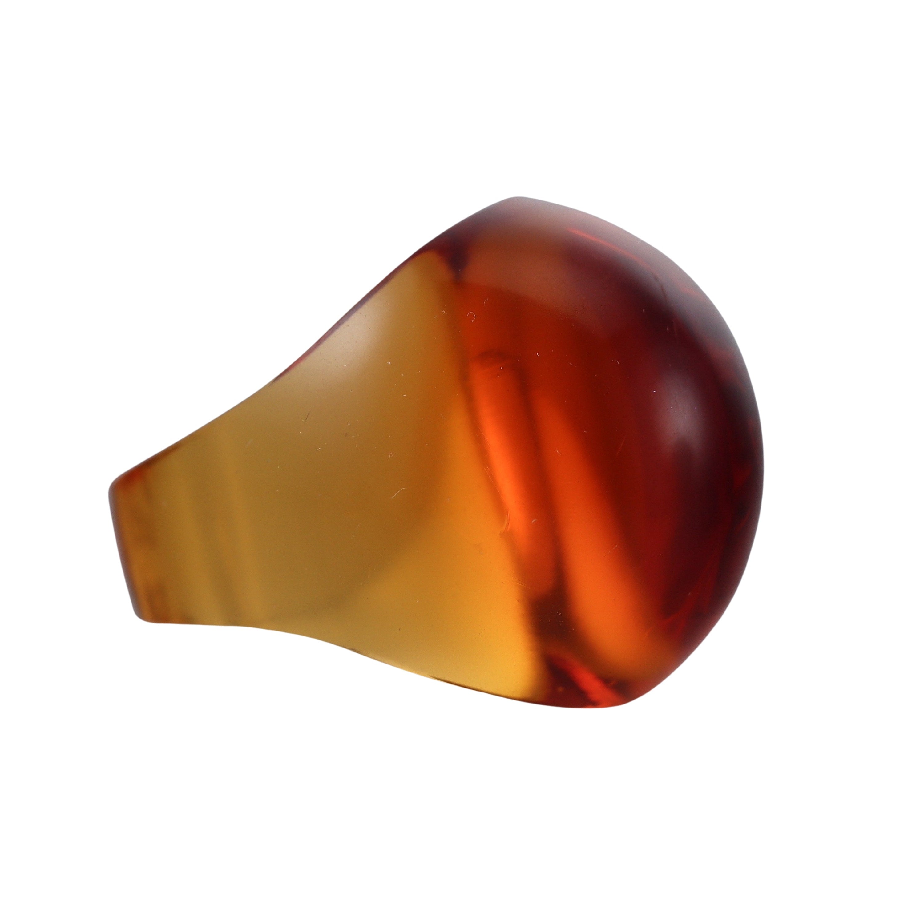 Lalique Cabochon Signet Cognac Crystal Ring 016178