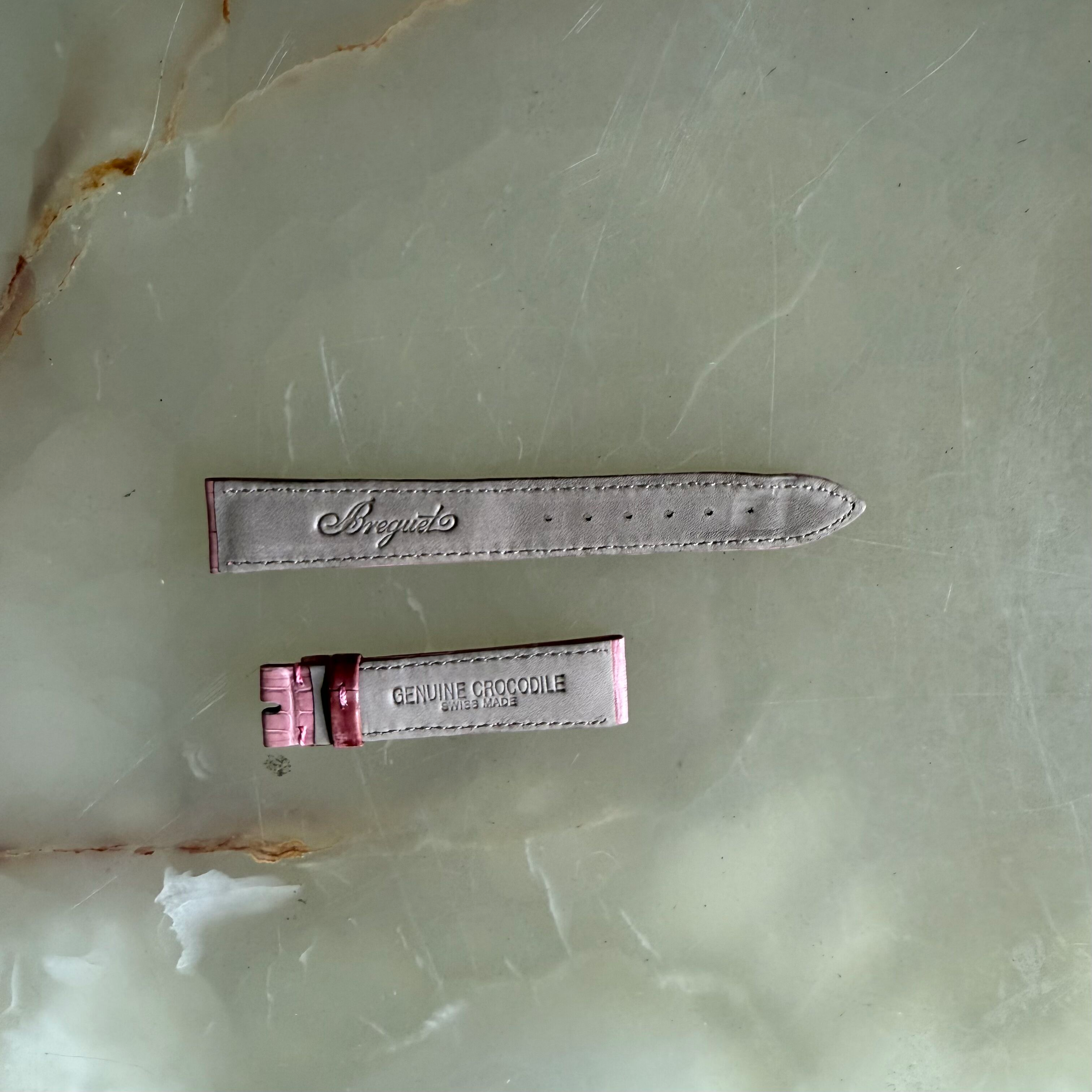 Authentic Breguet Pink Crocodile Watch Strap Band 16mm Padded & Stitched