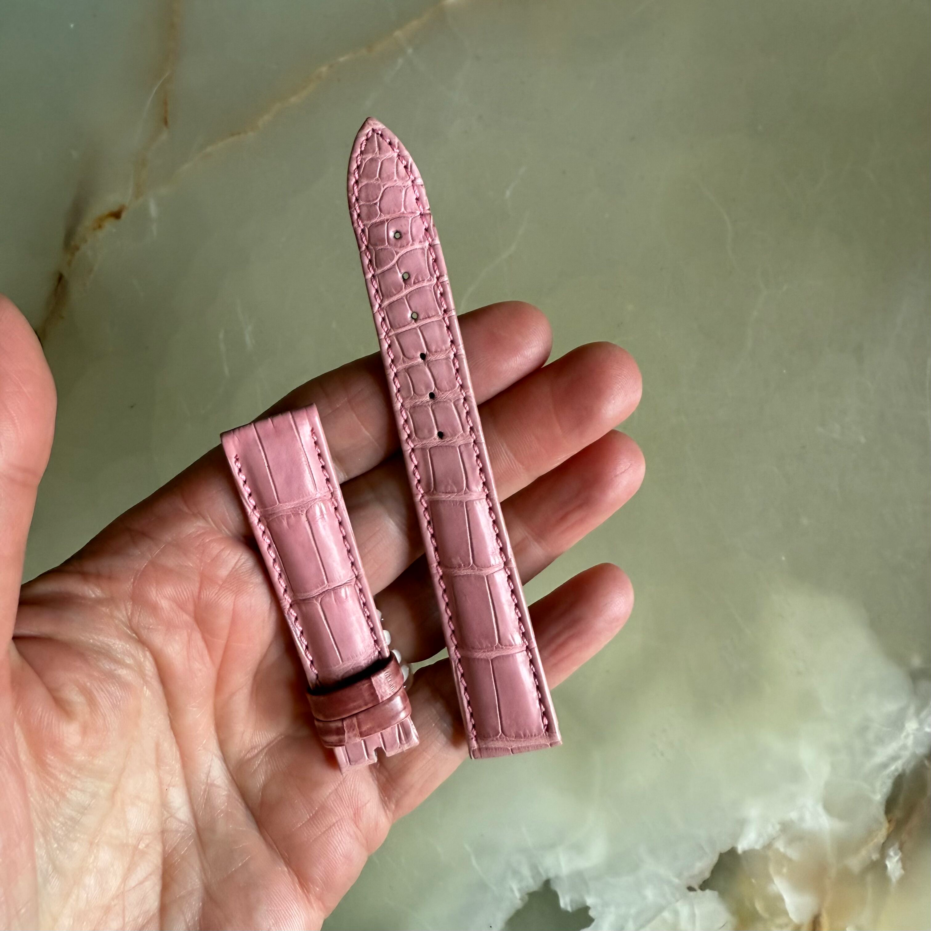 Authentic Breguet Pink Crocodile Watch Strap Band 16mm Padded & Stitched