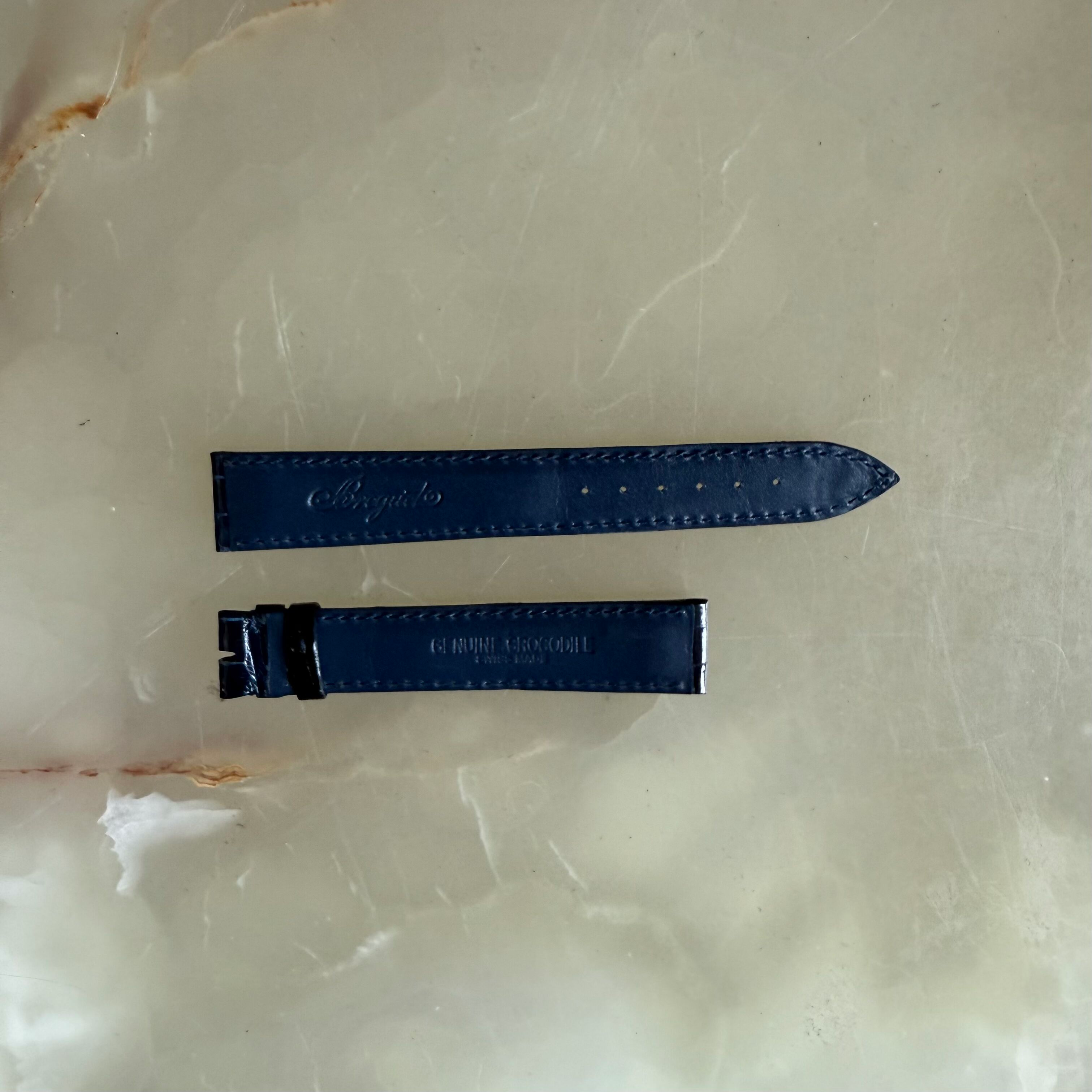 Authentic Breguet Blue Crocodile Watch Strap Band 18.5mm Padded & Stitched