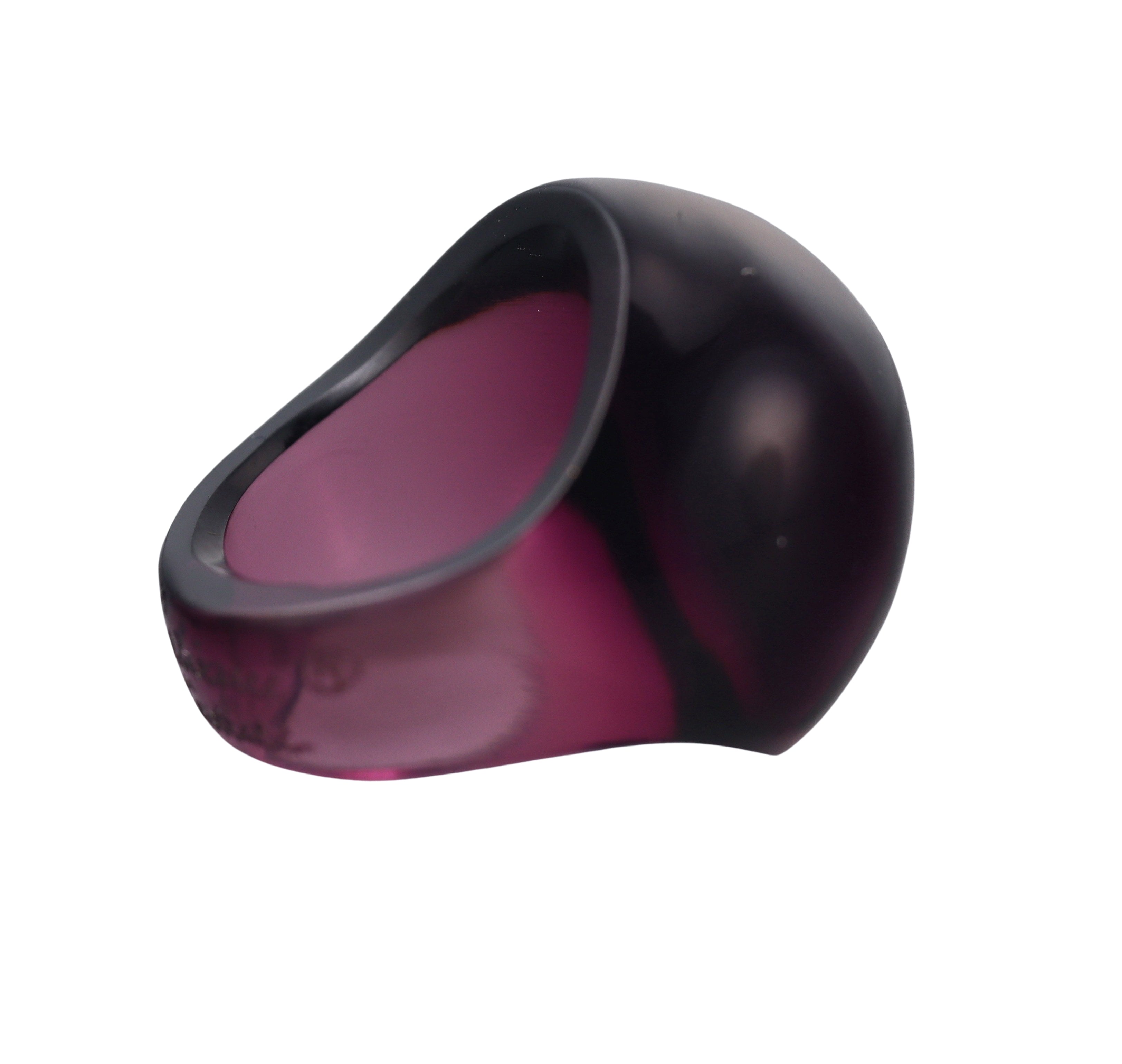 Lalique Cabochon Signet Purple Crystal Ring 028154