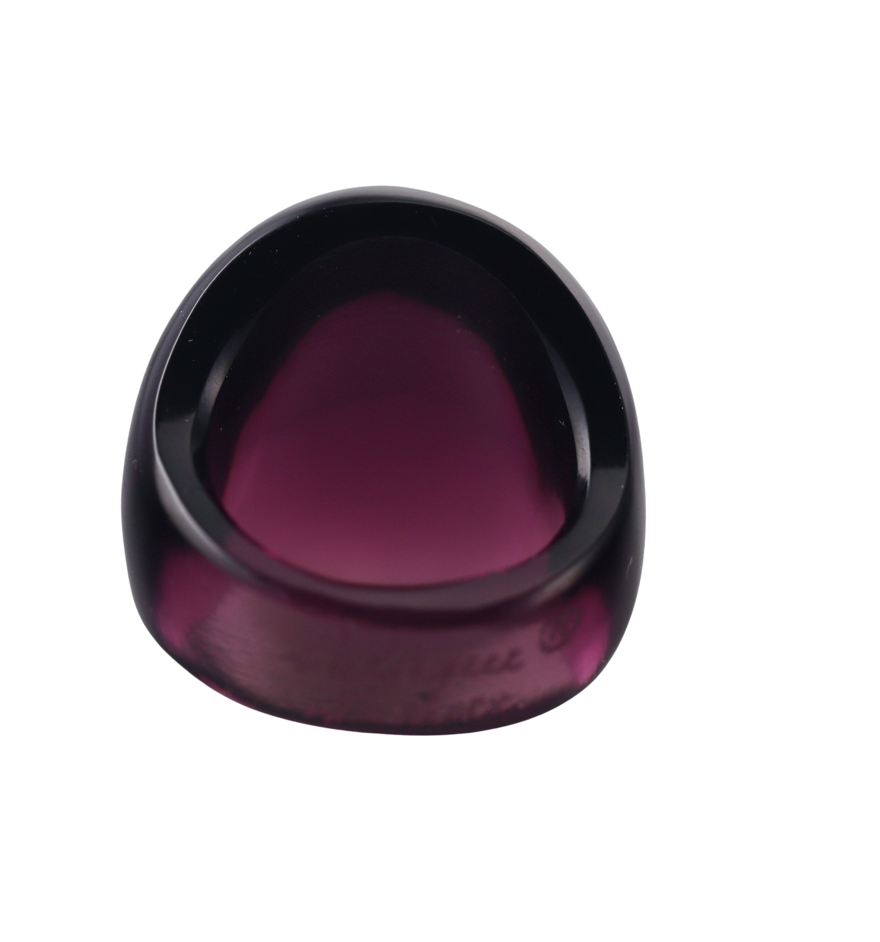 Lalique Cabochon Signet Purple Crystal Ring 028154