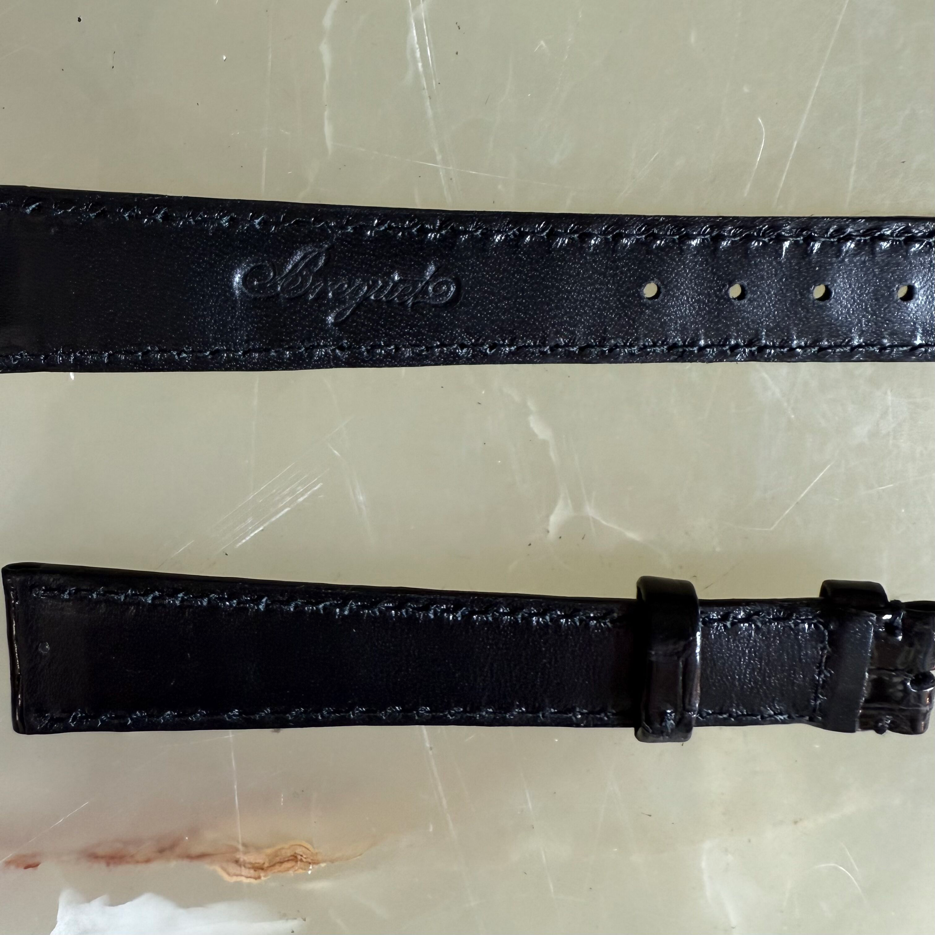 Authentic Breguet Black Crocodile Watch Strap Band 17mm Stitched
