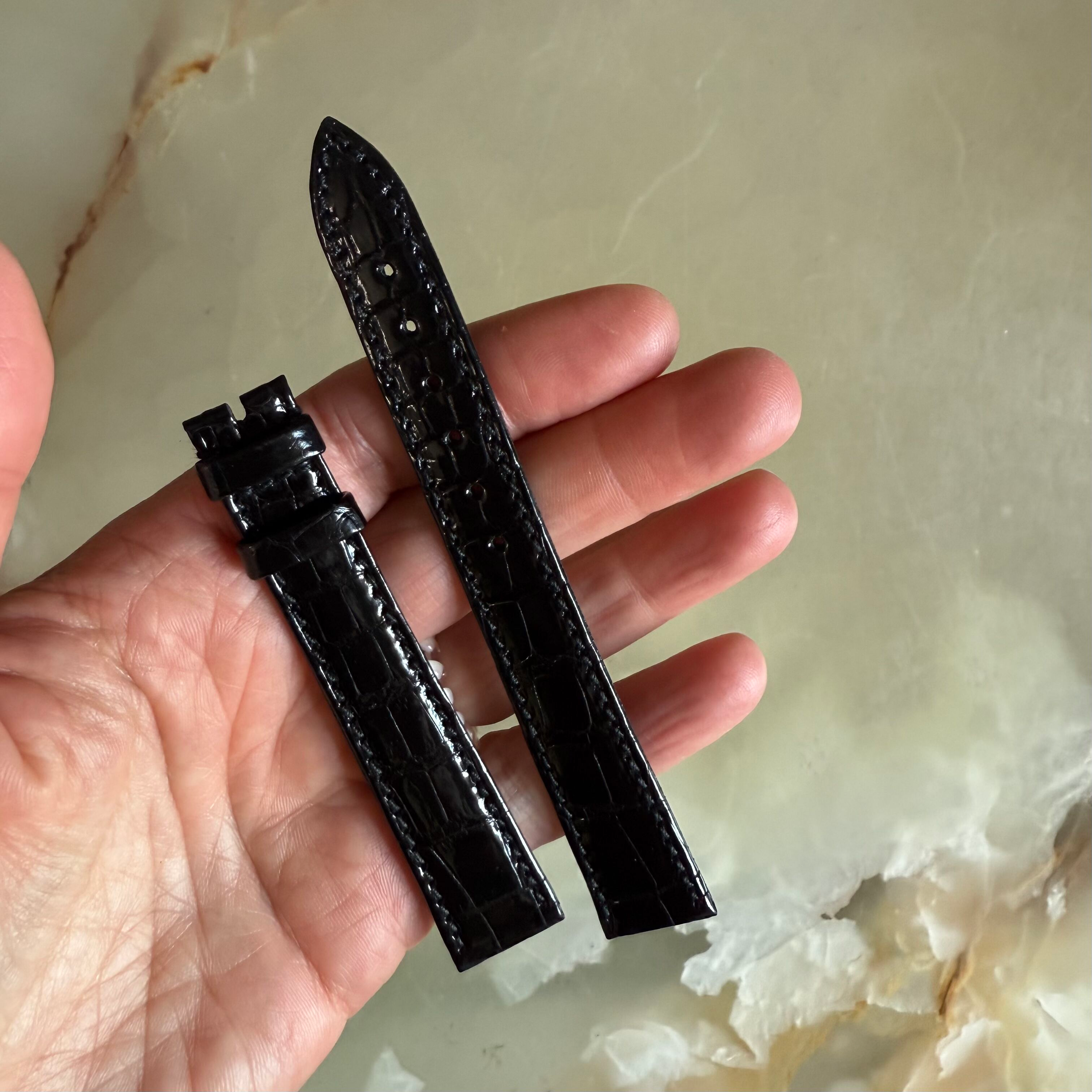 Authentic Breguet Black Crocodile Watch Strap Band 17mm Stitched