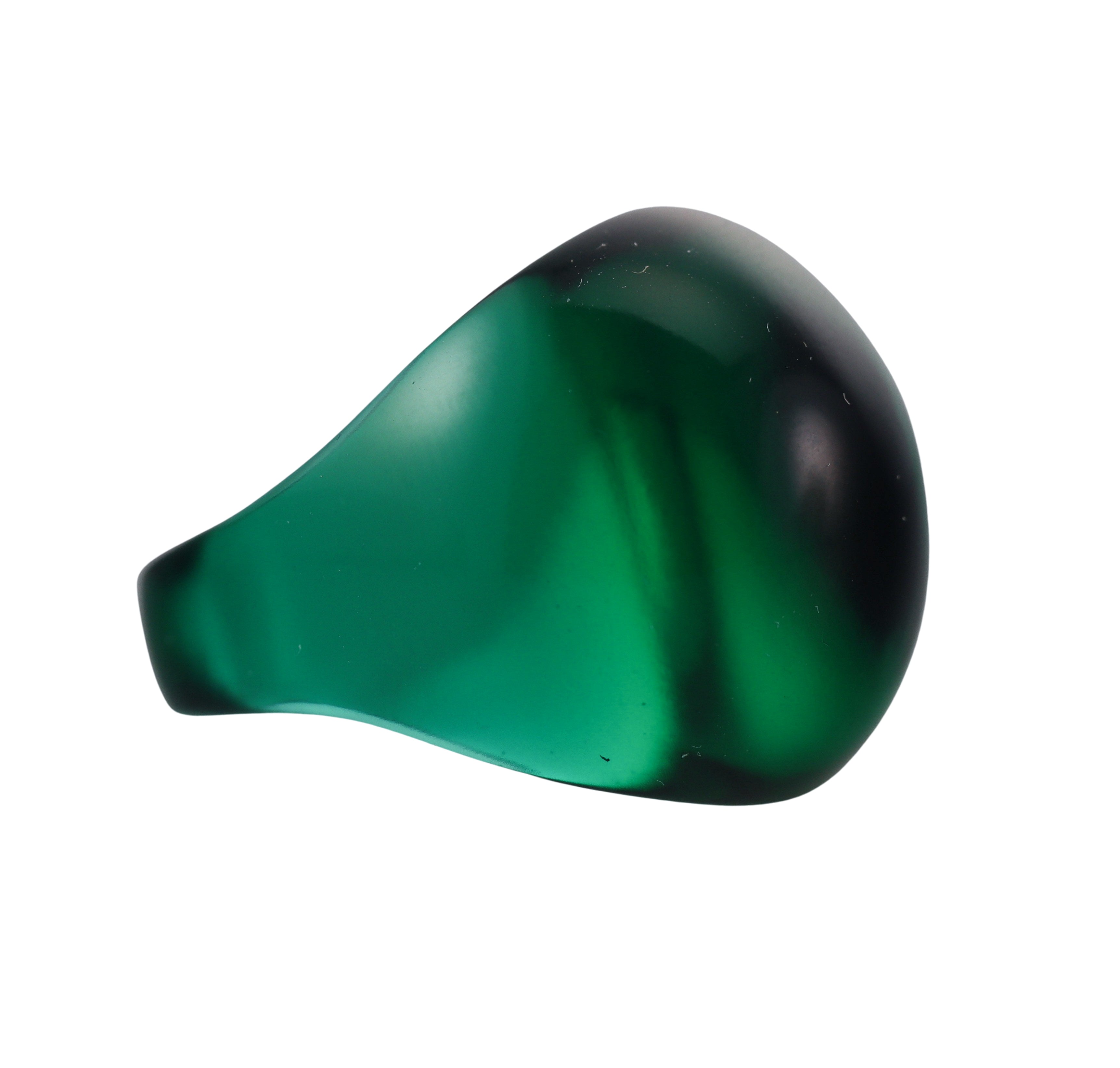 Lalique Cabochon Signet Green Crystal Ring 026858