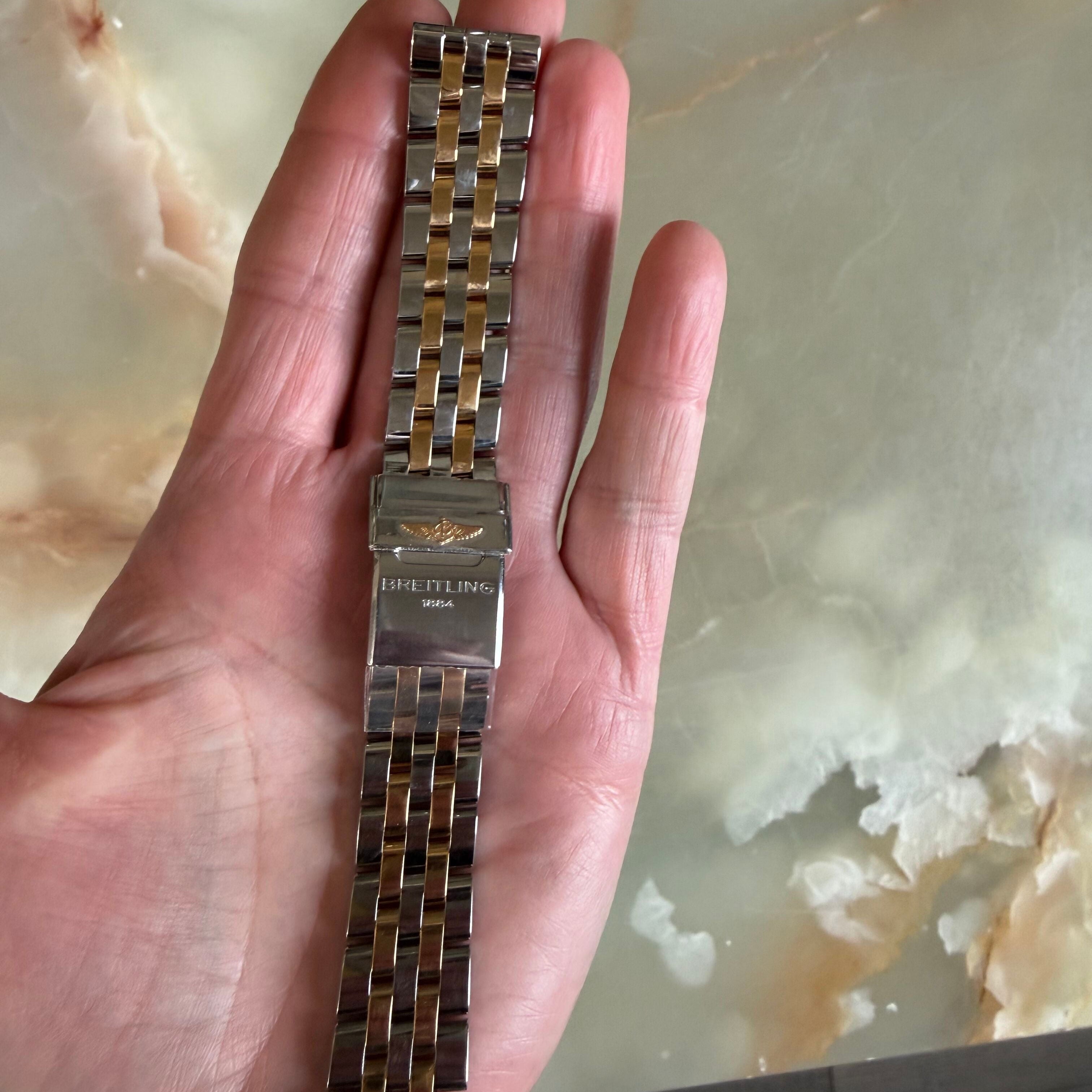 Authentic Breitling Stainless Steel Gold 18mm Watch Bracelet W1315