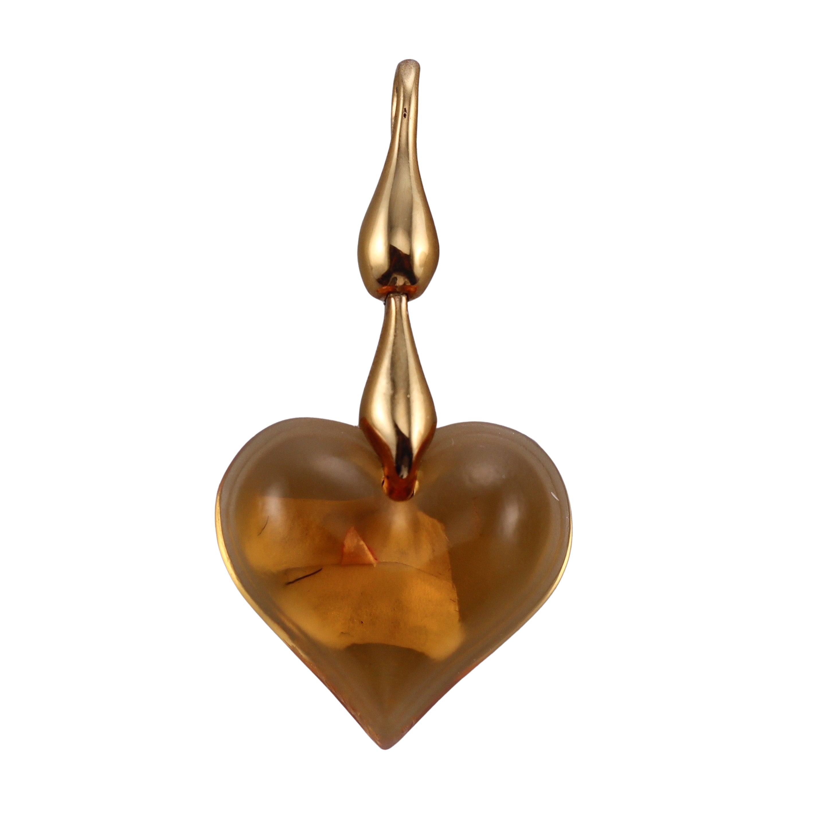 Lalique Crystal Yellow Heart Pendant #65