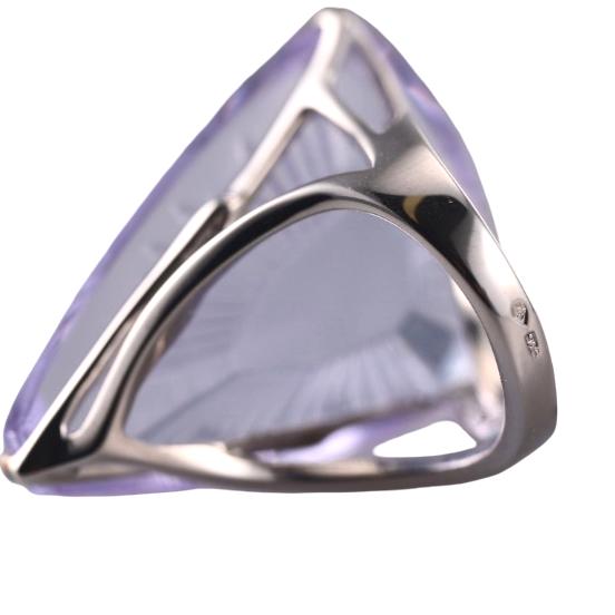 Lalique Ice Light Blue Crystal Sterling Silver Ring 10042200