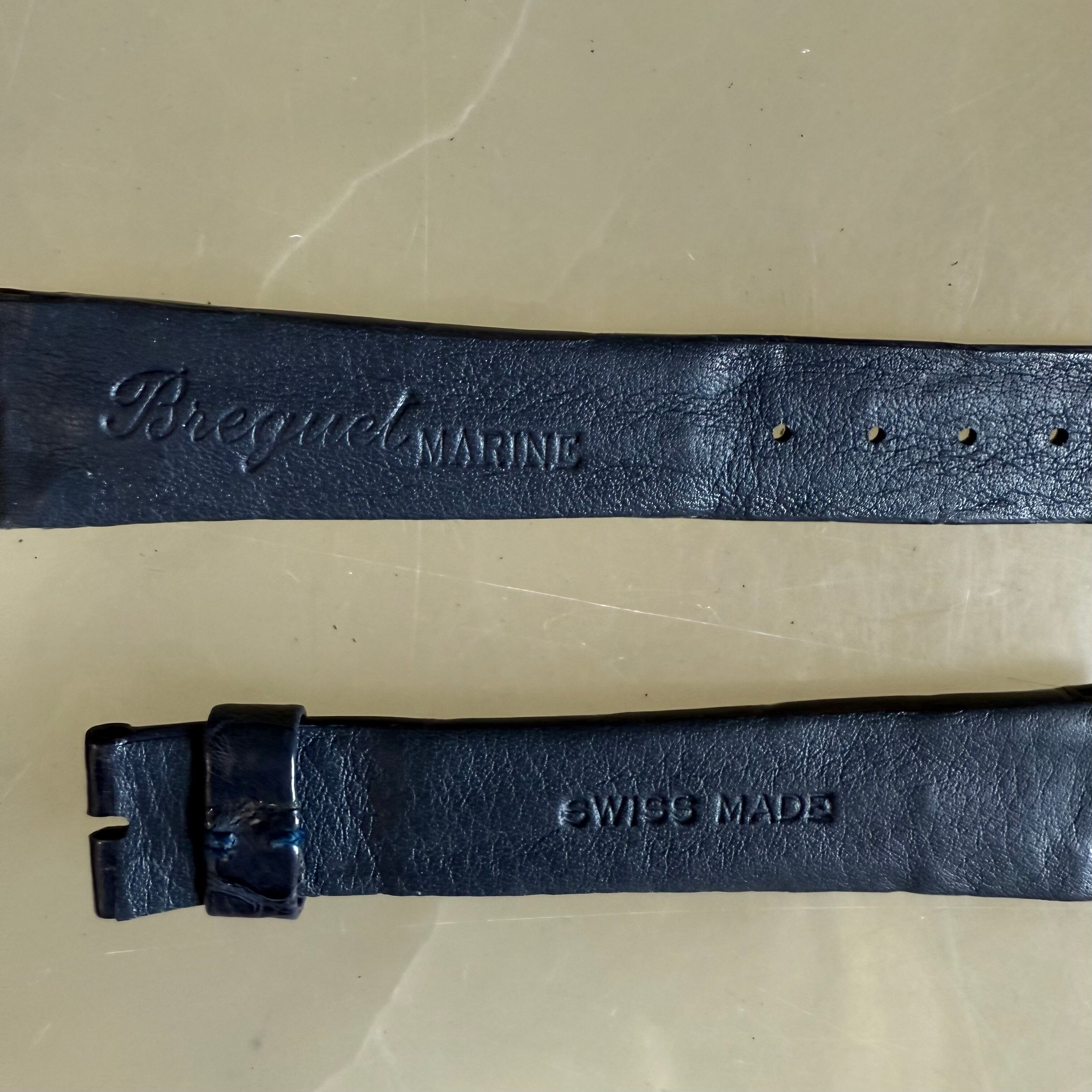 Authentic Breguet Blue Crocodile Watch Strap Band 19.5mm Padded & Stitched
