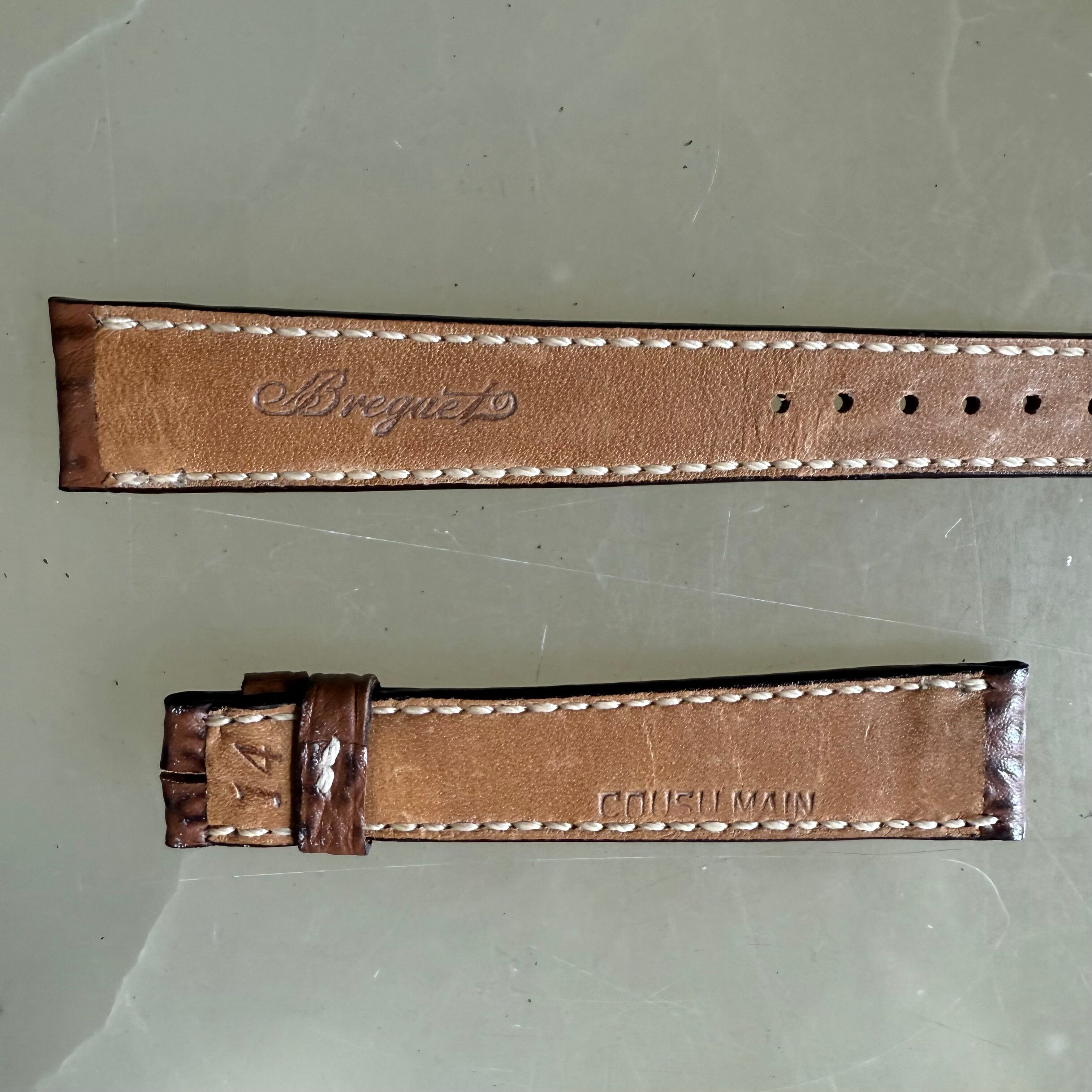 Authentic Breguet Brown Shark Watch Strap Band 14.5mm Padded & Stitched