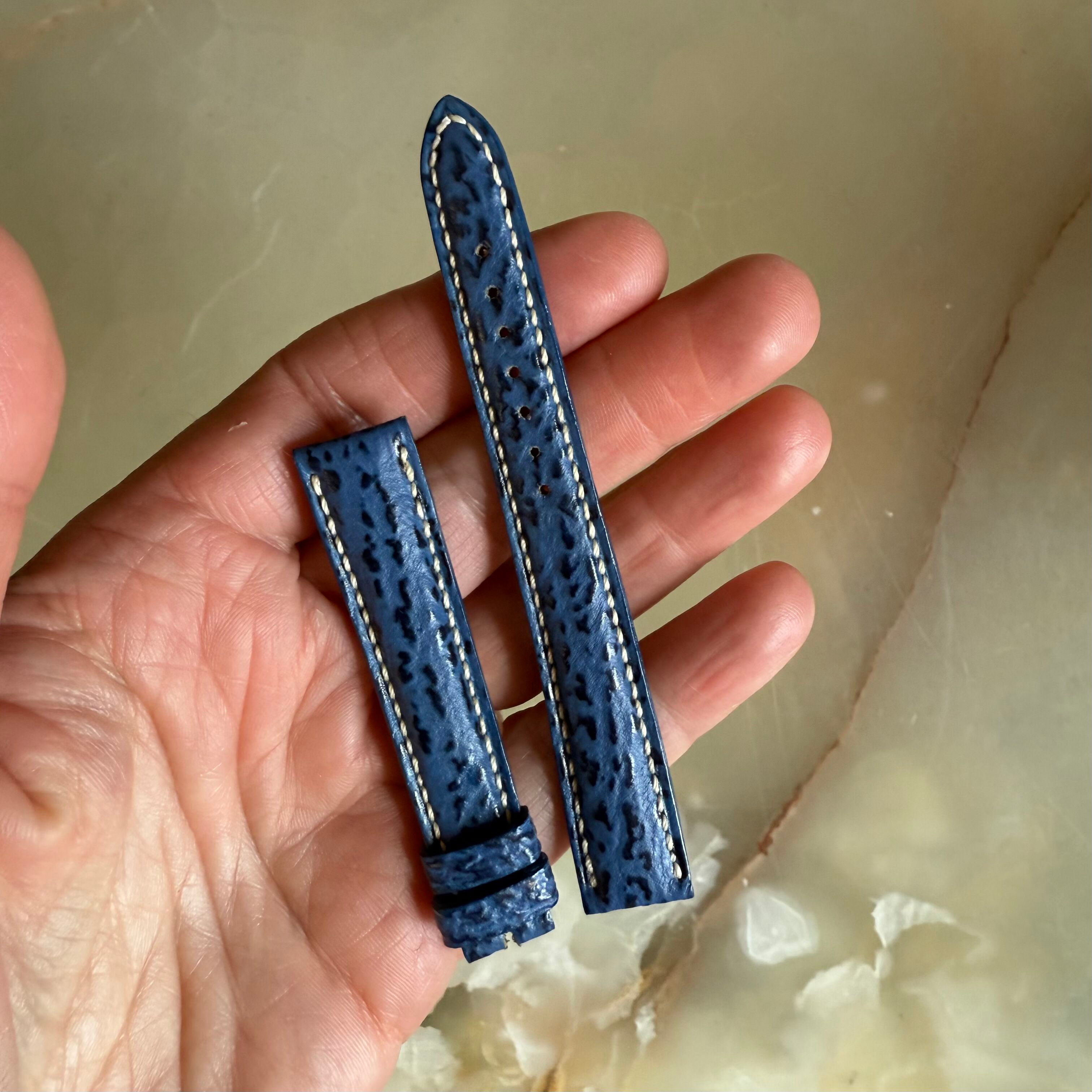 Authentic Breguet Blue Shark Watch Strap Band 14.5mm Padded & Stitched