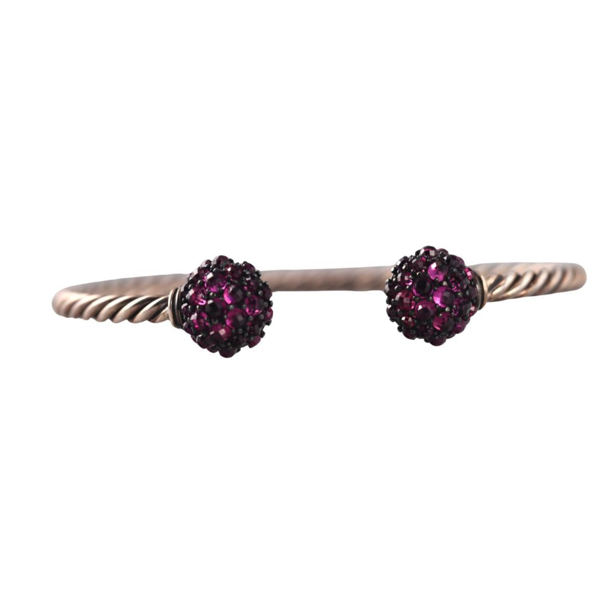 David Yurman Osetra Berries Amethyst Silver Cable Bracelet