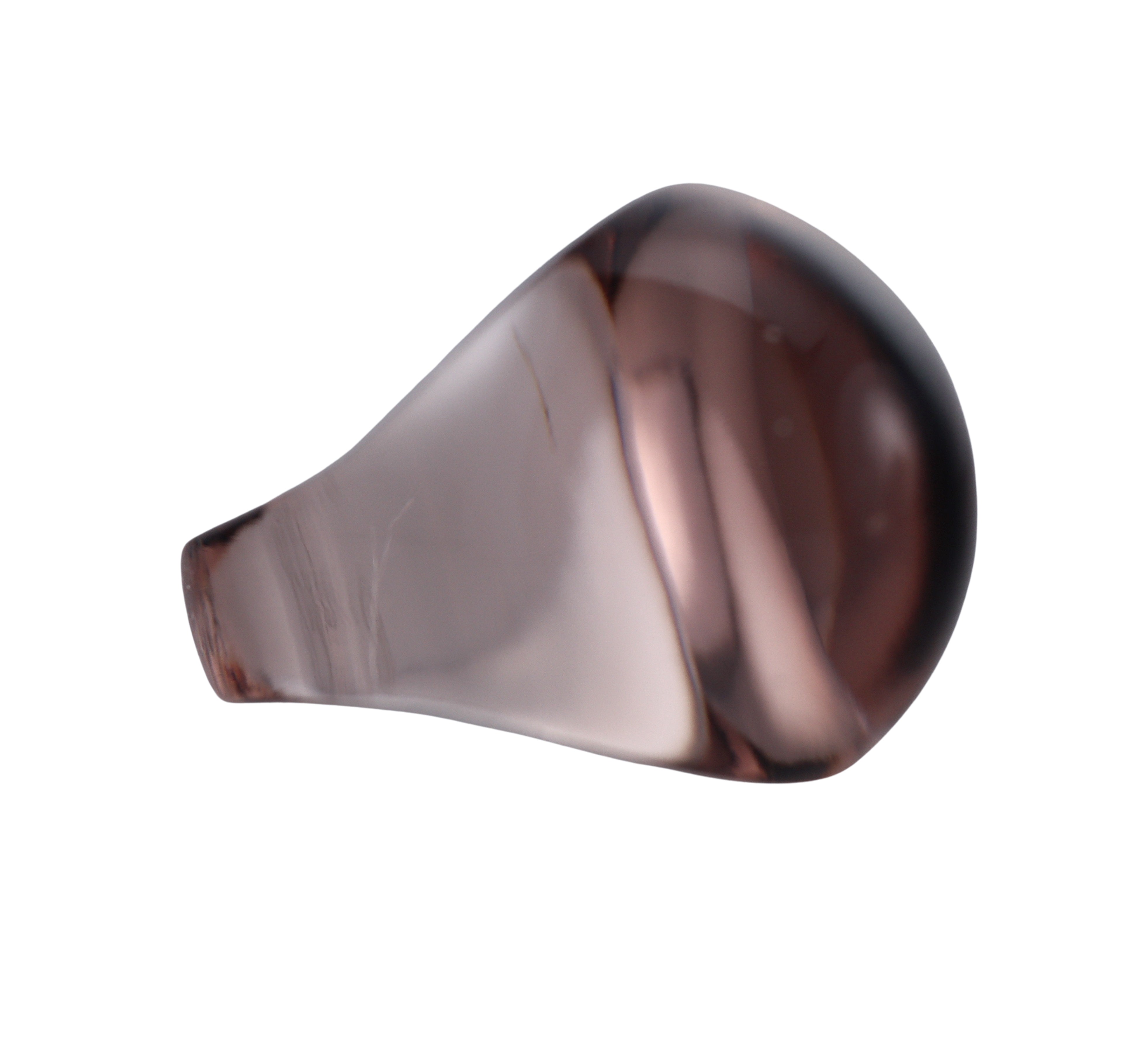 Lalique Cabochon Signet Light Brown Crystal Ring 028174