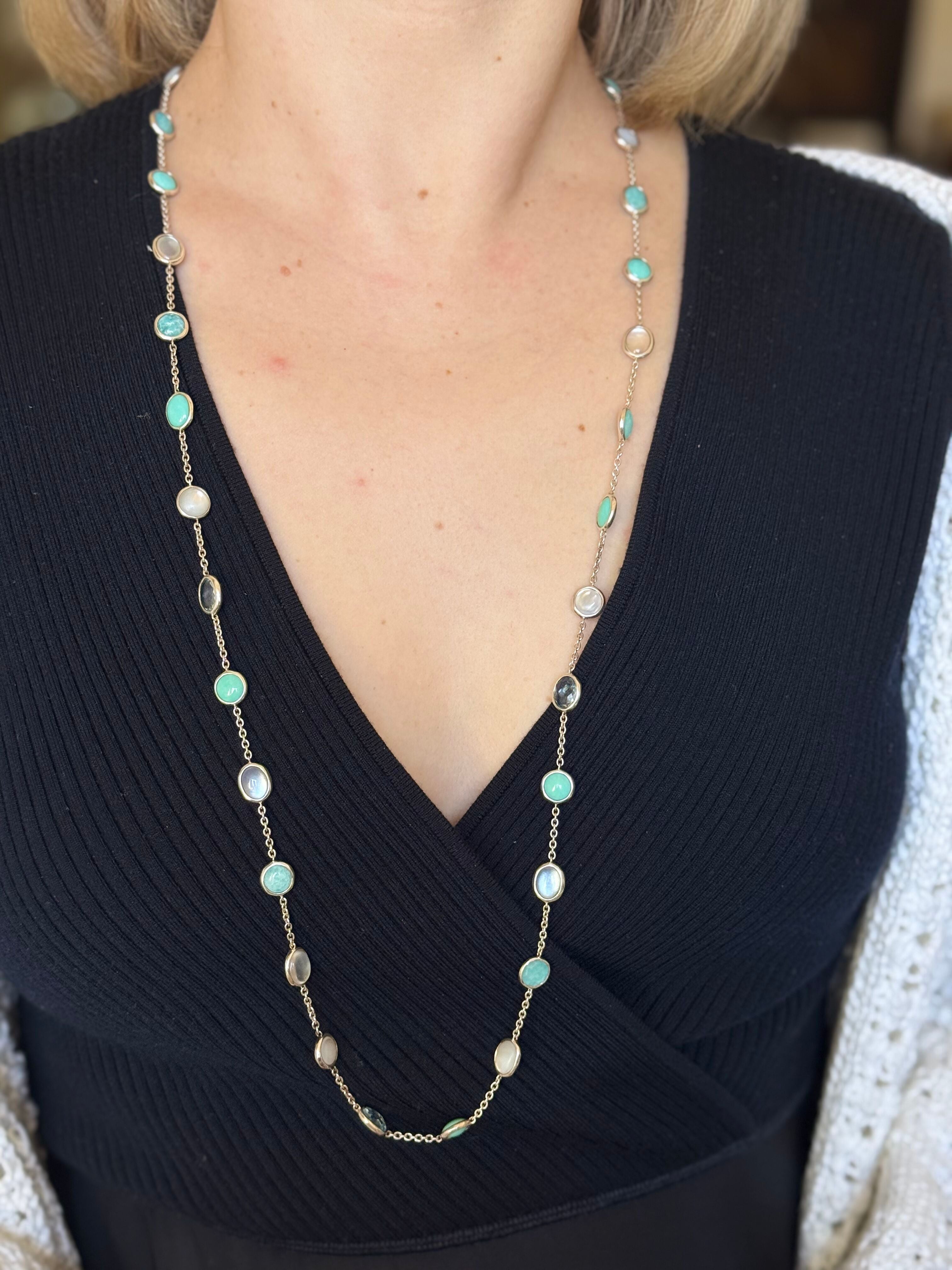 Ippolita Lollipop Lollitini Sterling Silver Turquoise MOP Long Station Necklace