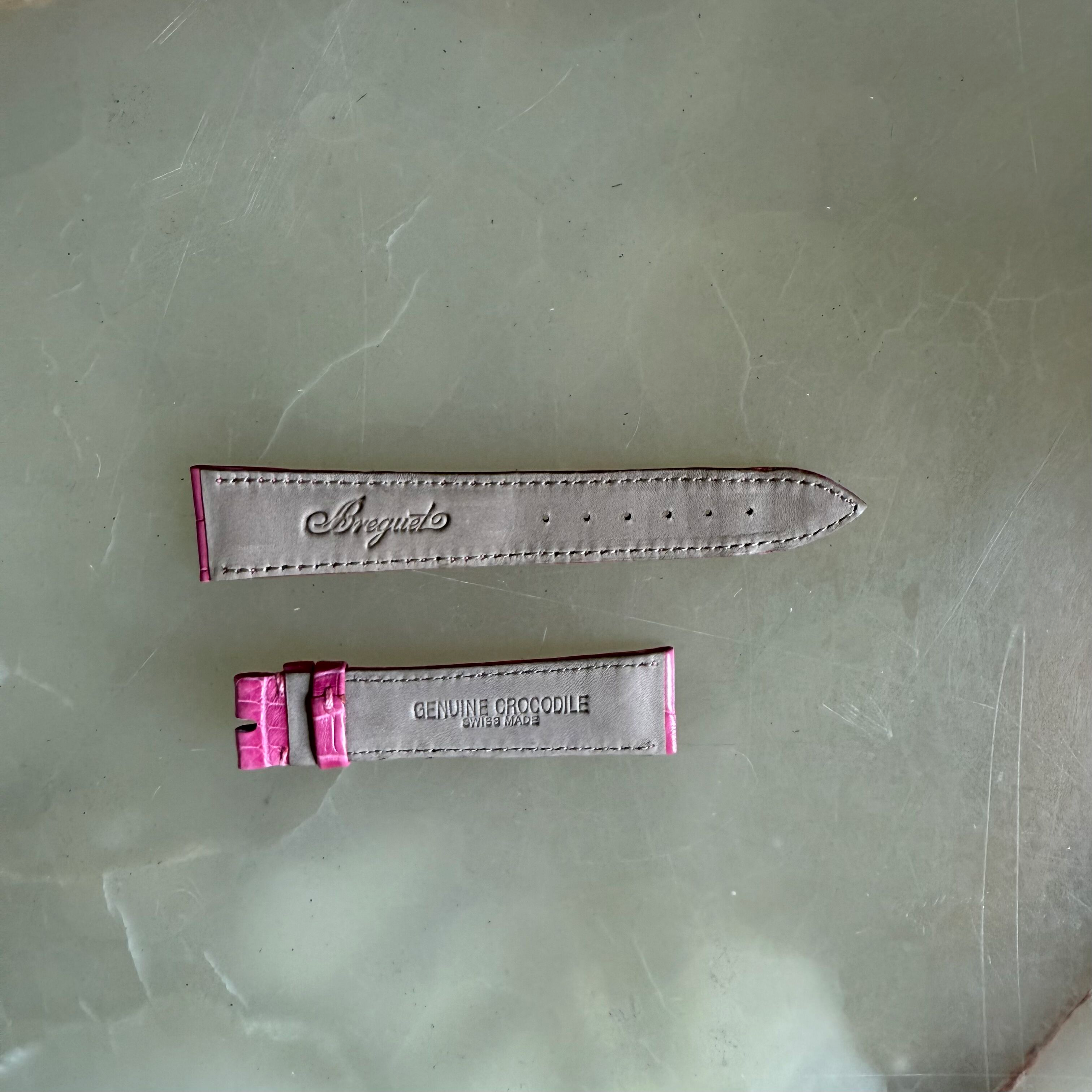 Authentic Breguet Pink Crocodile Watch Strap Band 19mm Padded & Stitched