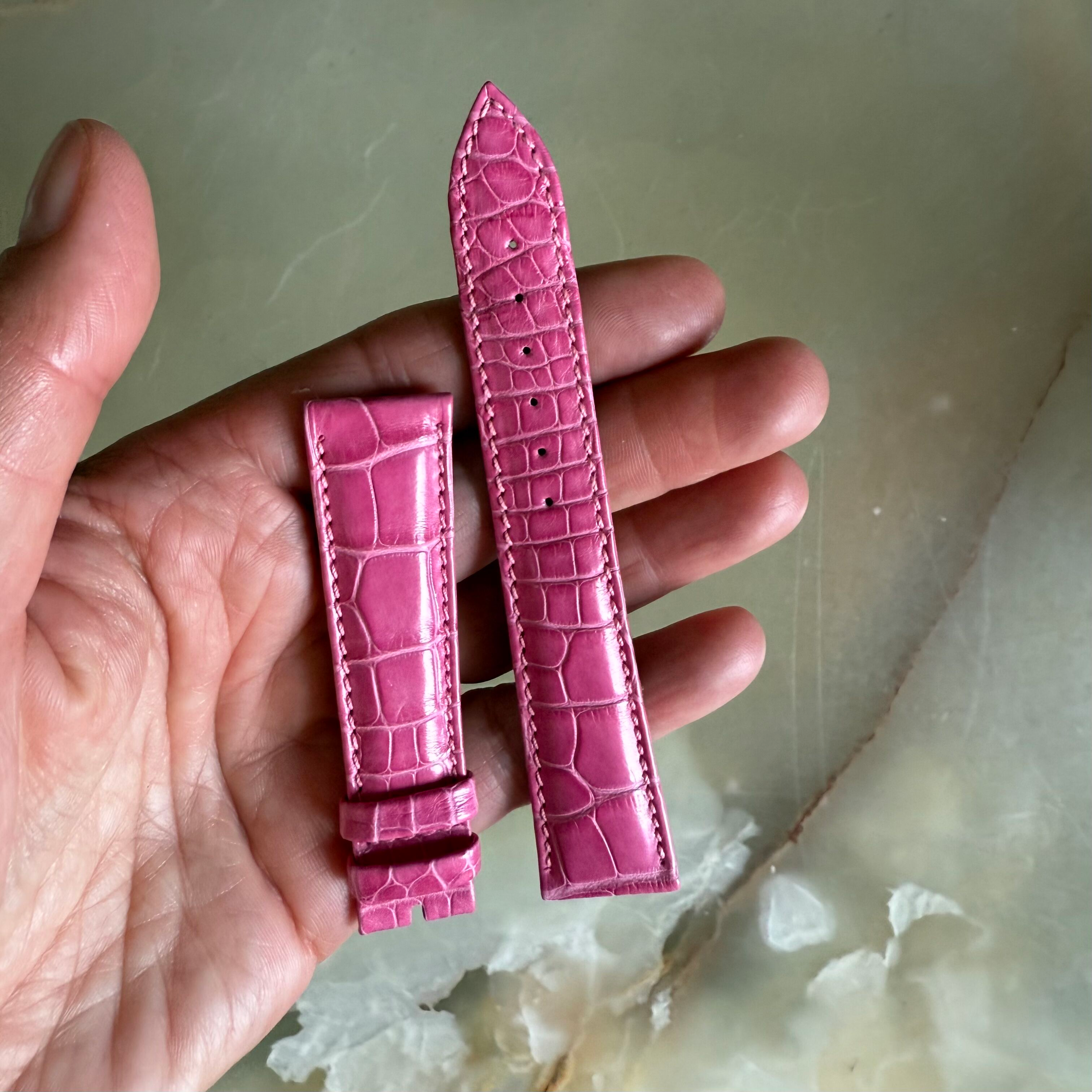 Authentic Breguet Pink Crocodile Watch Strap Band 19mm Padded & Stitched