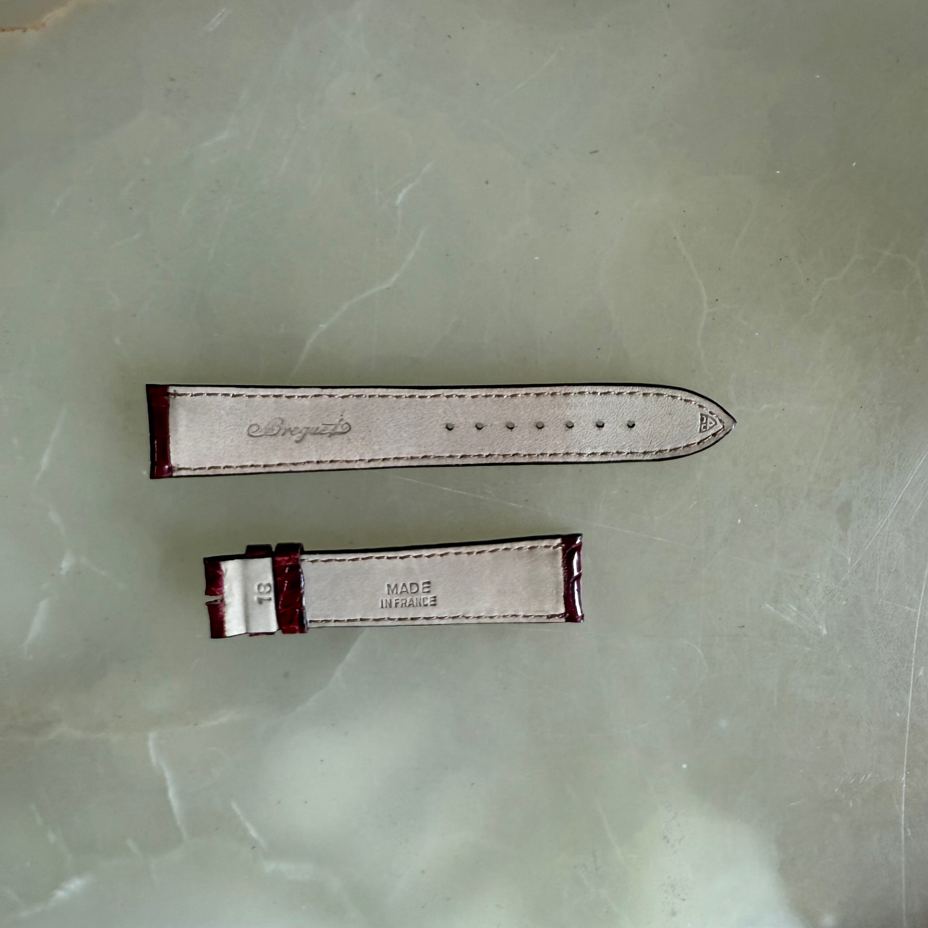 Authentic Breguet Burgundy Crocodile Watch Strap Band 18mm Padded & Stitched