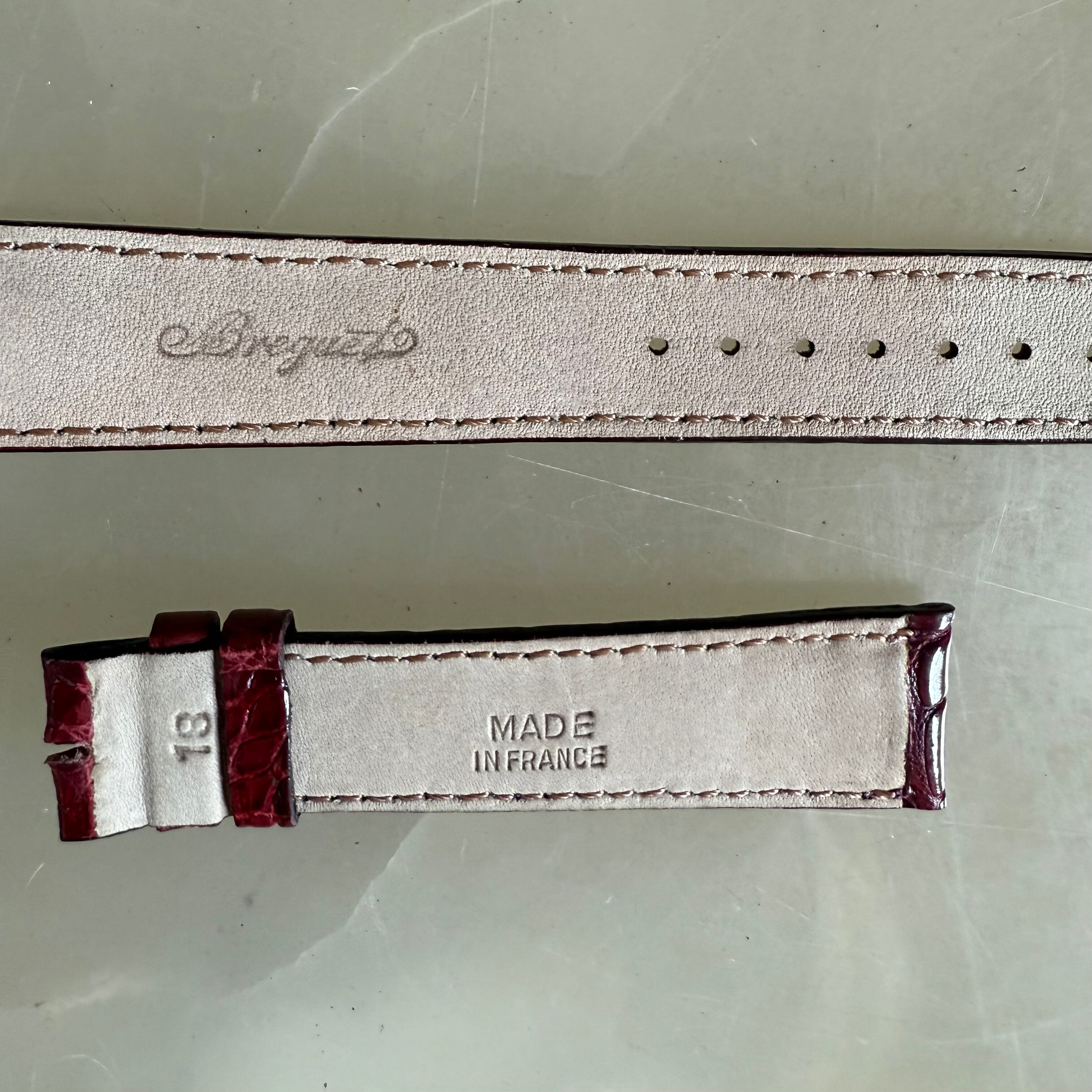 Authentic Breguet Burgundy Crocodile Watch Strap Band 18mm Padded & Stitched