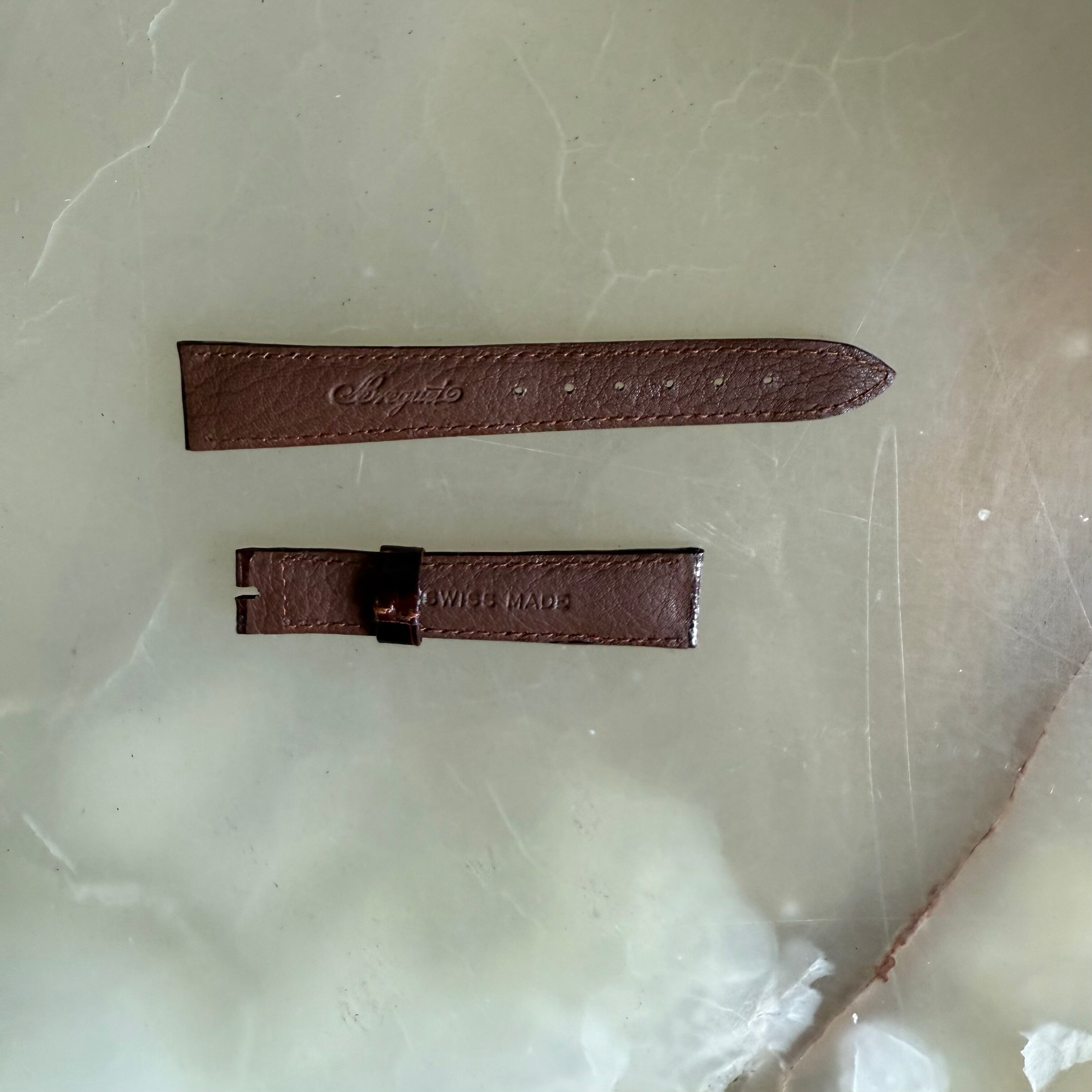 Authentic Breguet Shiny Brown Crocodile Watch Strap Band 17mm Padded & Stitched