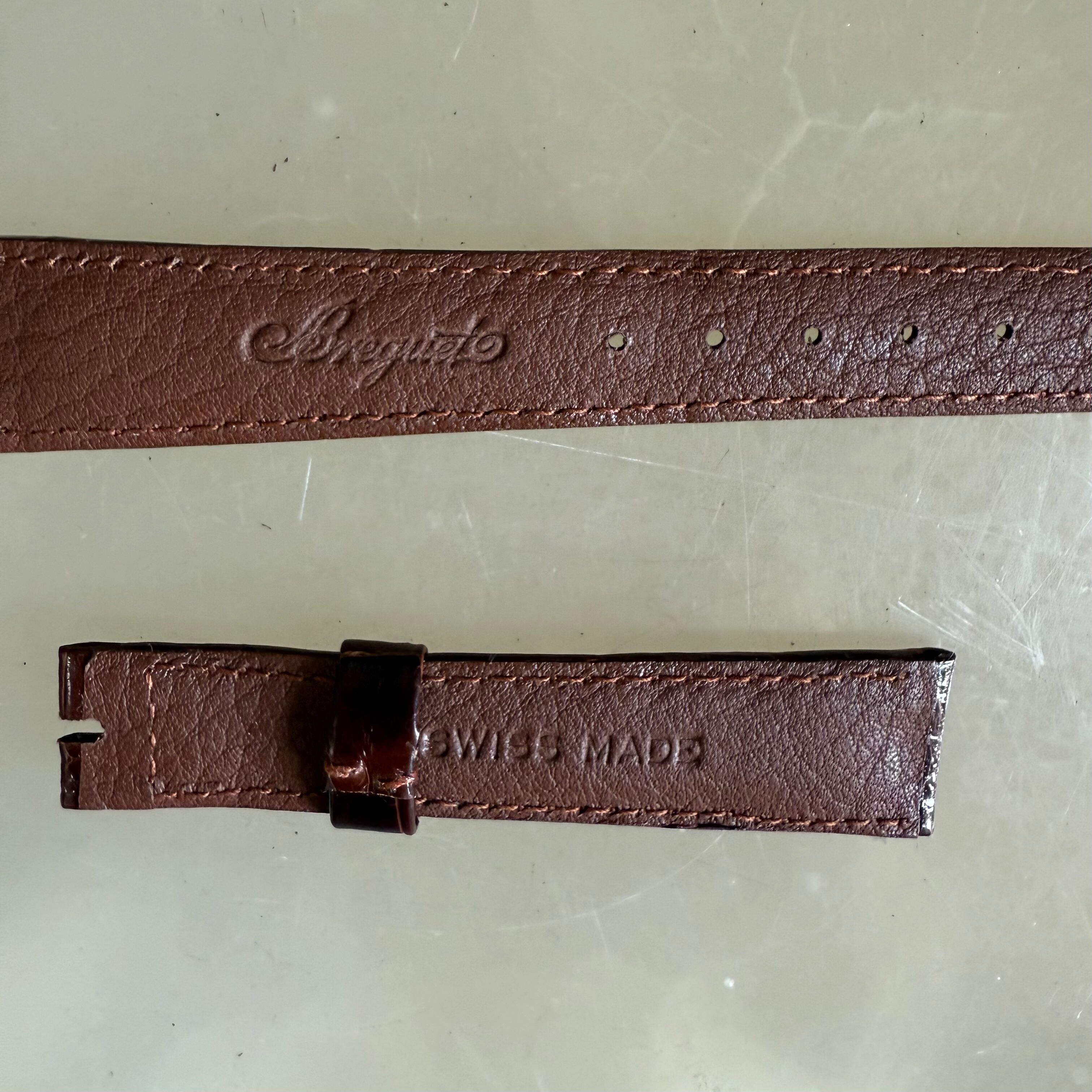 Authentic Breguet Shiny Brown Crocodile Watch Strap Band 17mm Padded & Stitched