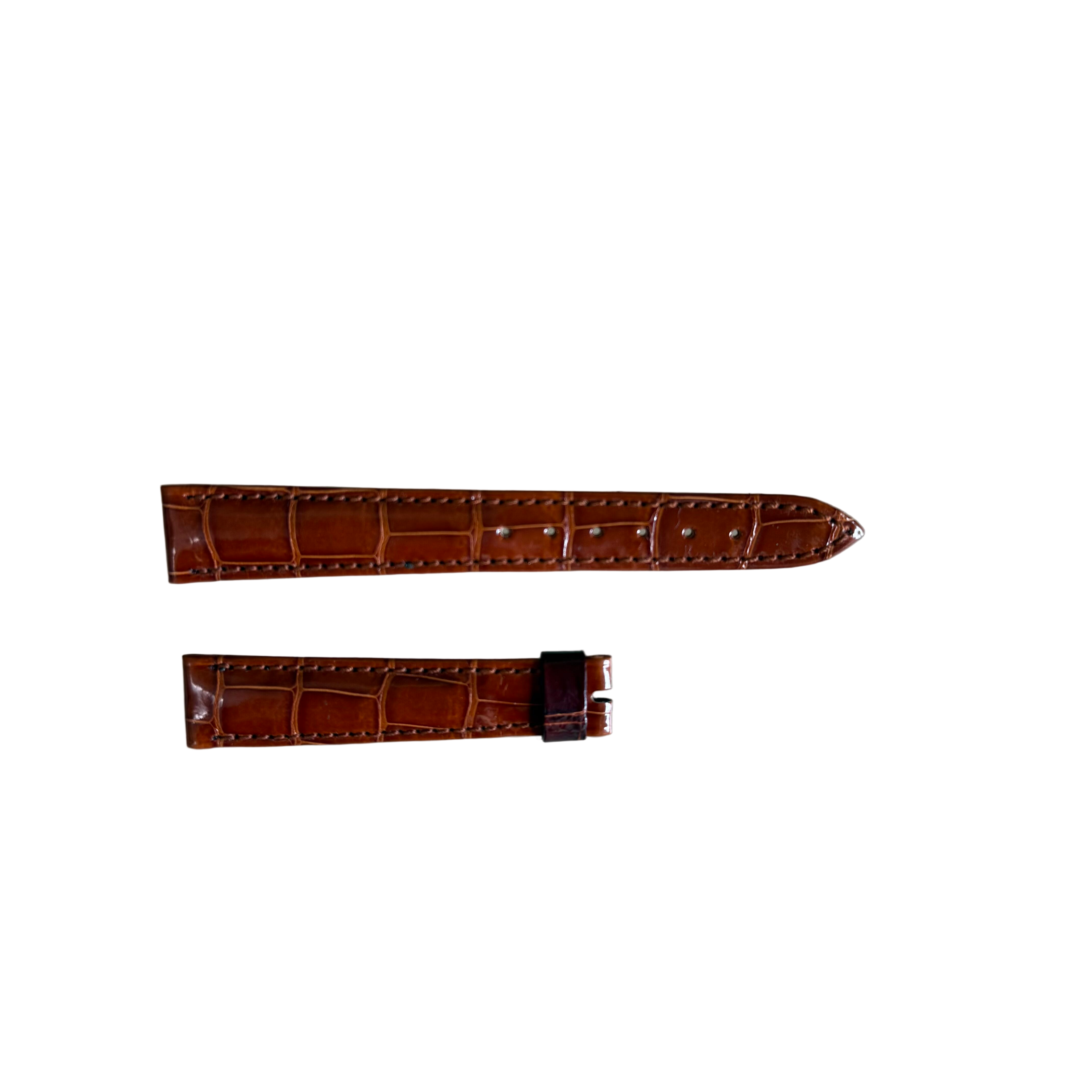 Authentic Breguet Shiny Brown Crocodile Watch Strap Band 14mm Padded & Stitched