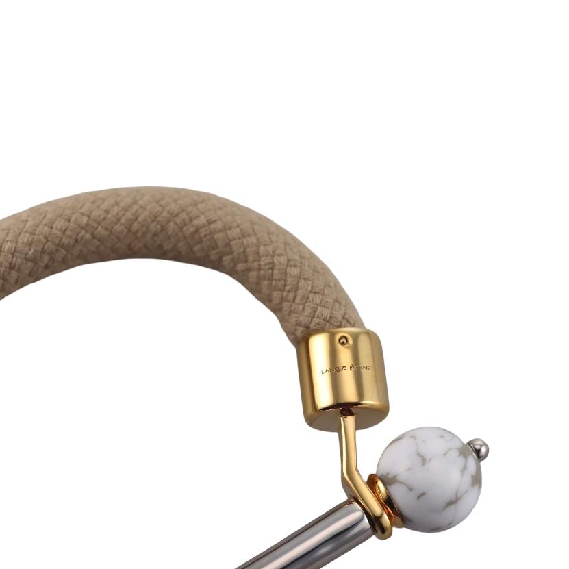 Lalique 1928 Silver Gold Plate Crystal Marble Cord Bracelet 10652700